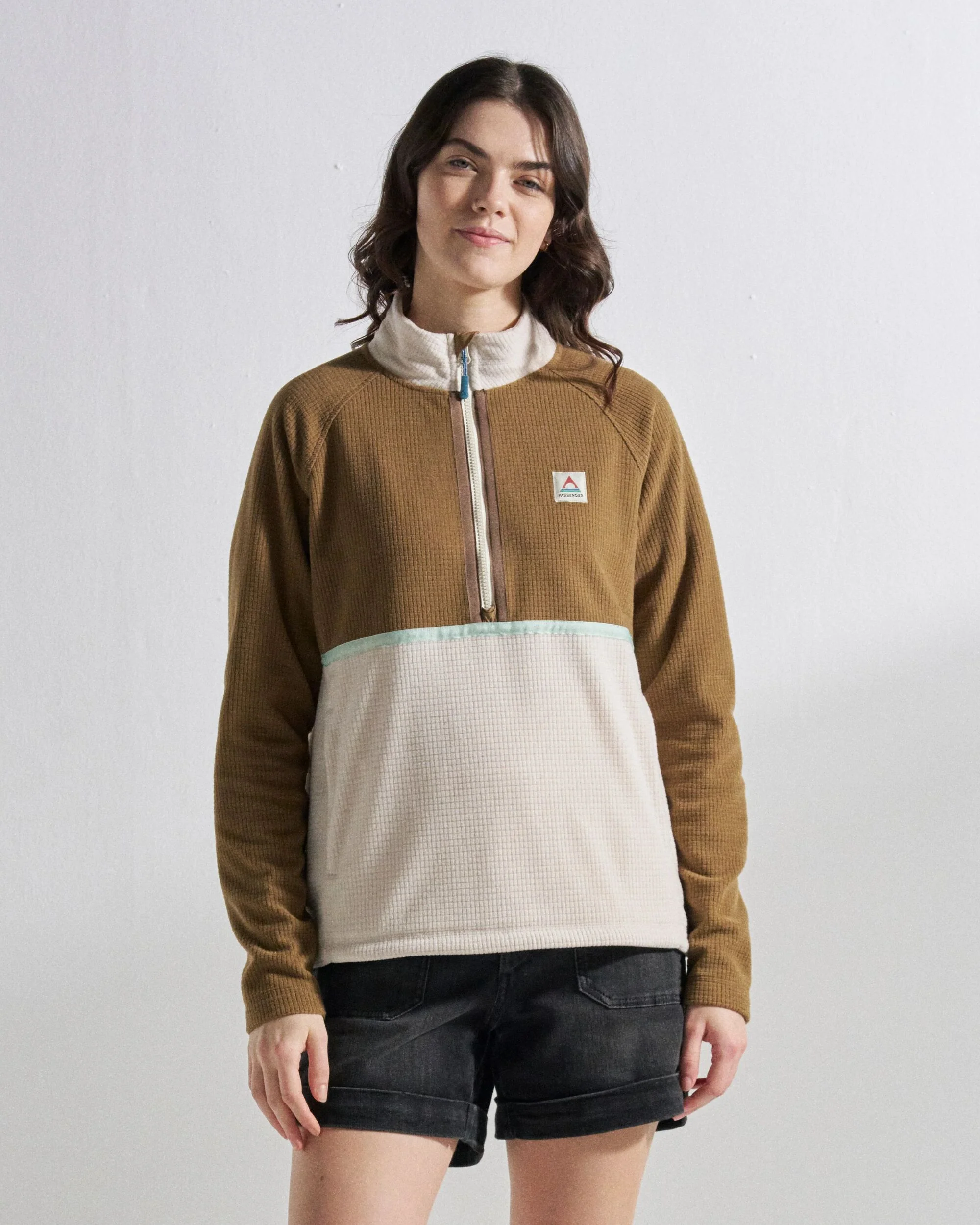 Off Trail Grid Polar Fleece - Caramel/Birch