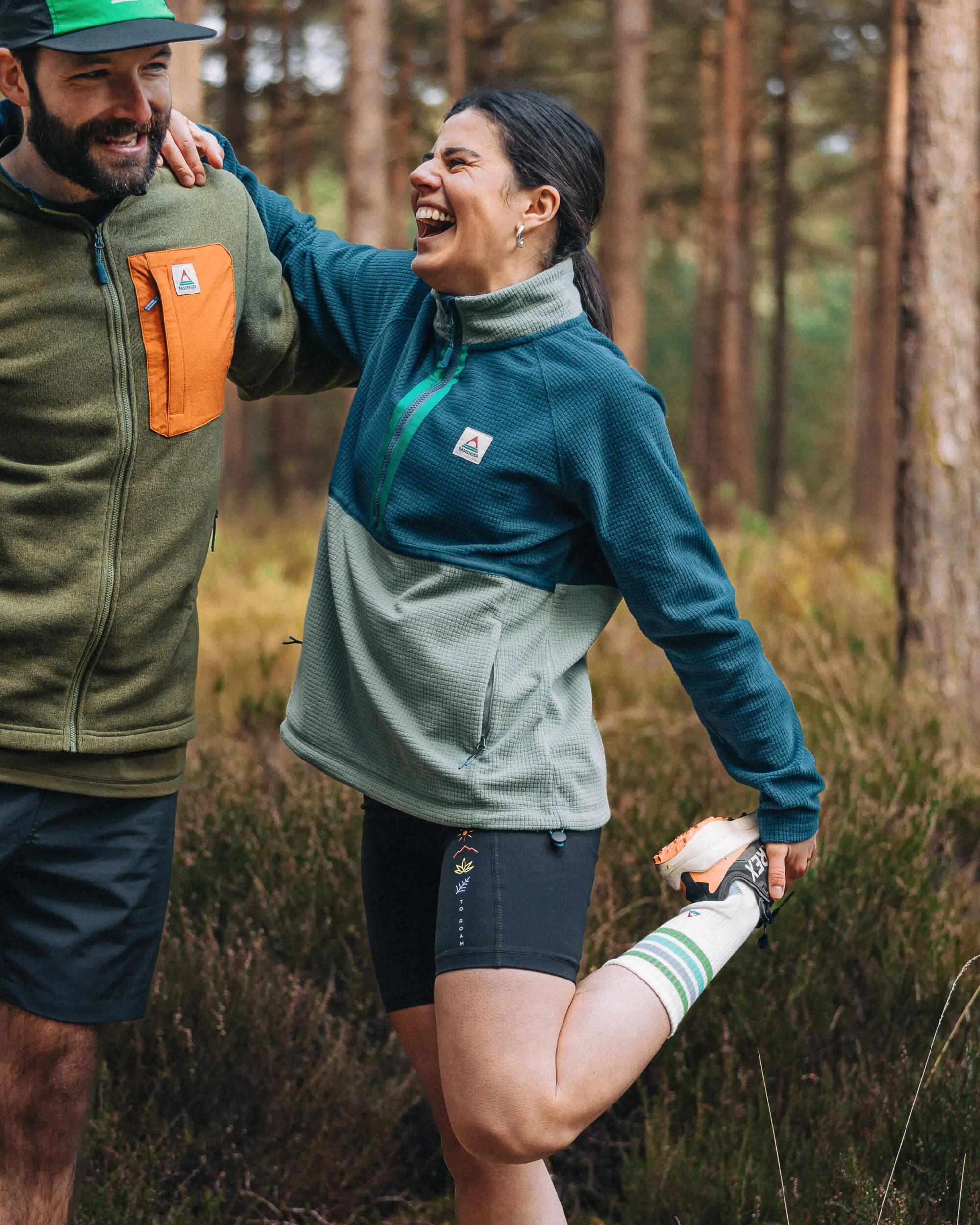 Off Trail Grid Polar Fleece - Pistachio/Dark Denim
