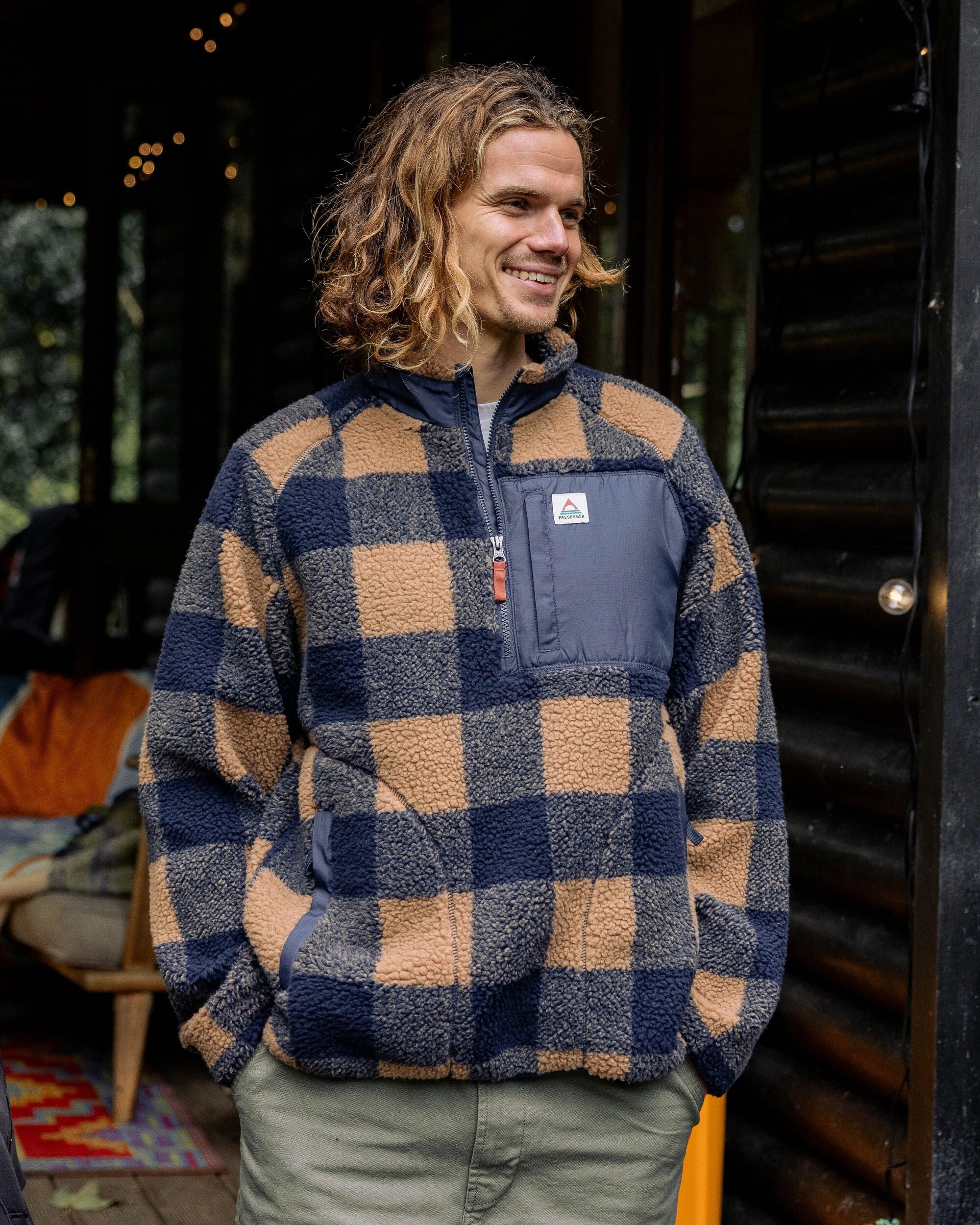 Offroad Sherpa 1/2 Zip Fleece - Toffee/Rich Navy Buffalo - Image 4