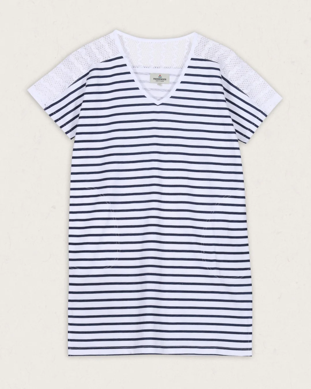 Olive Oversized T-Shirt Dress - Navy Stripe - Image 5