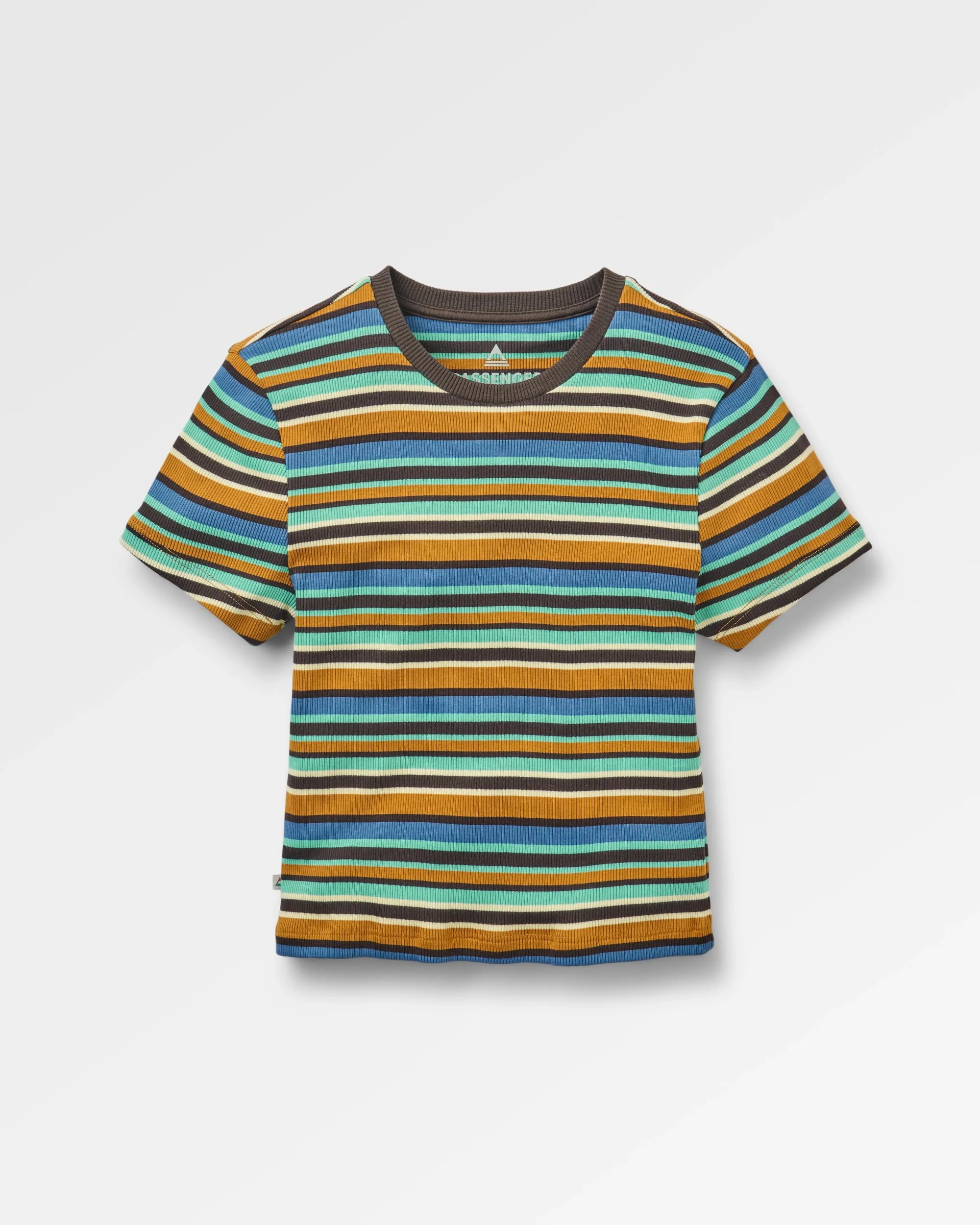 Out There Ribbed Cropped T-Shirt - Espresso Multi Stripe - Image 2