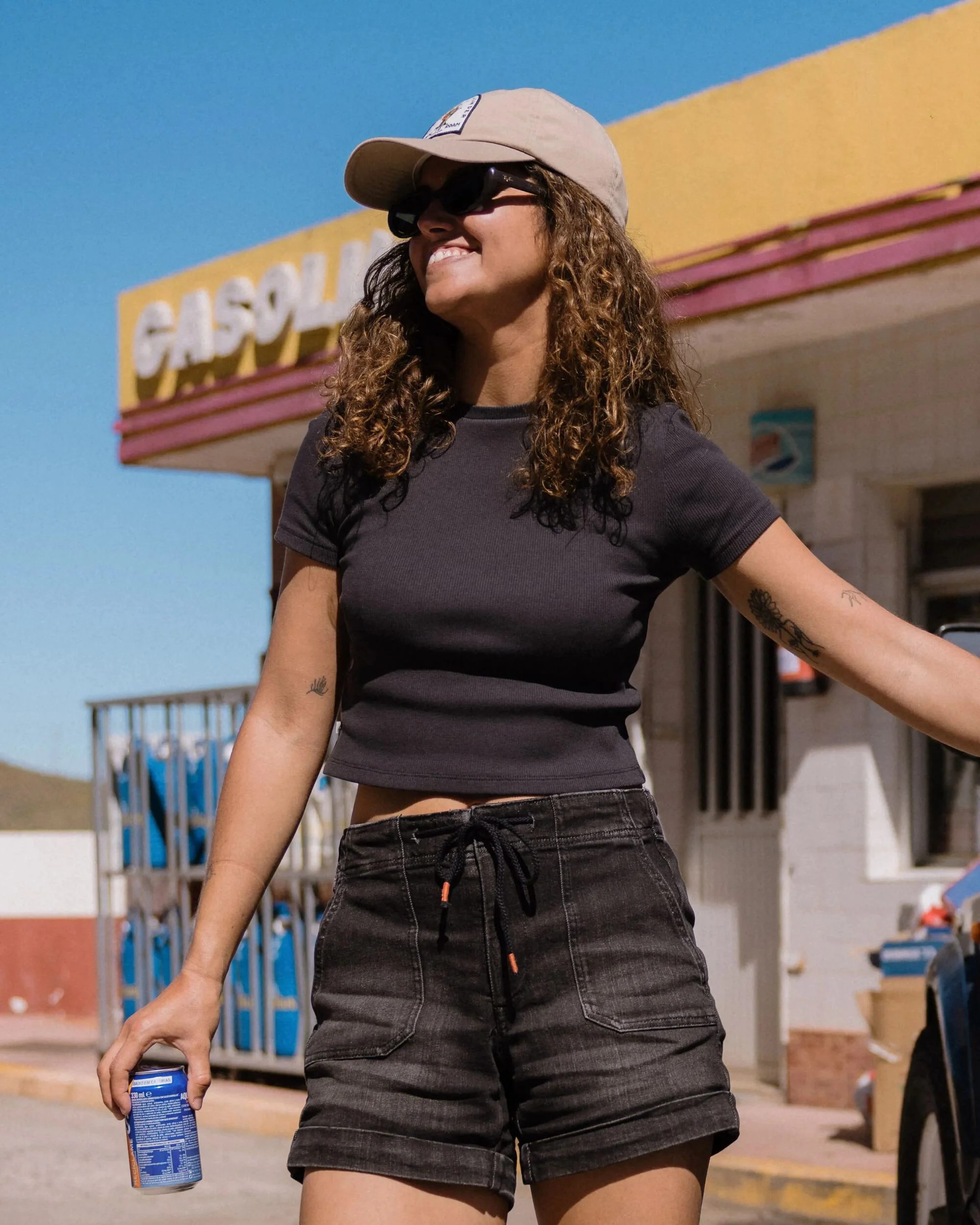 Out There Ribbed Cropped T-Shirt - Faded Black
