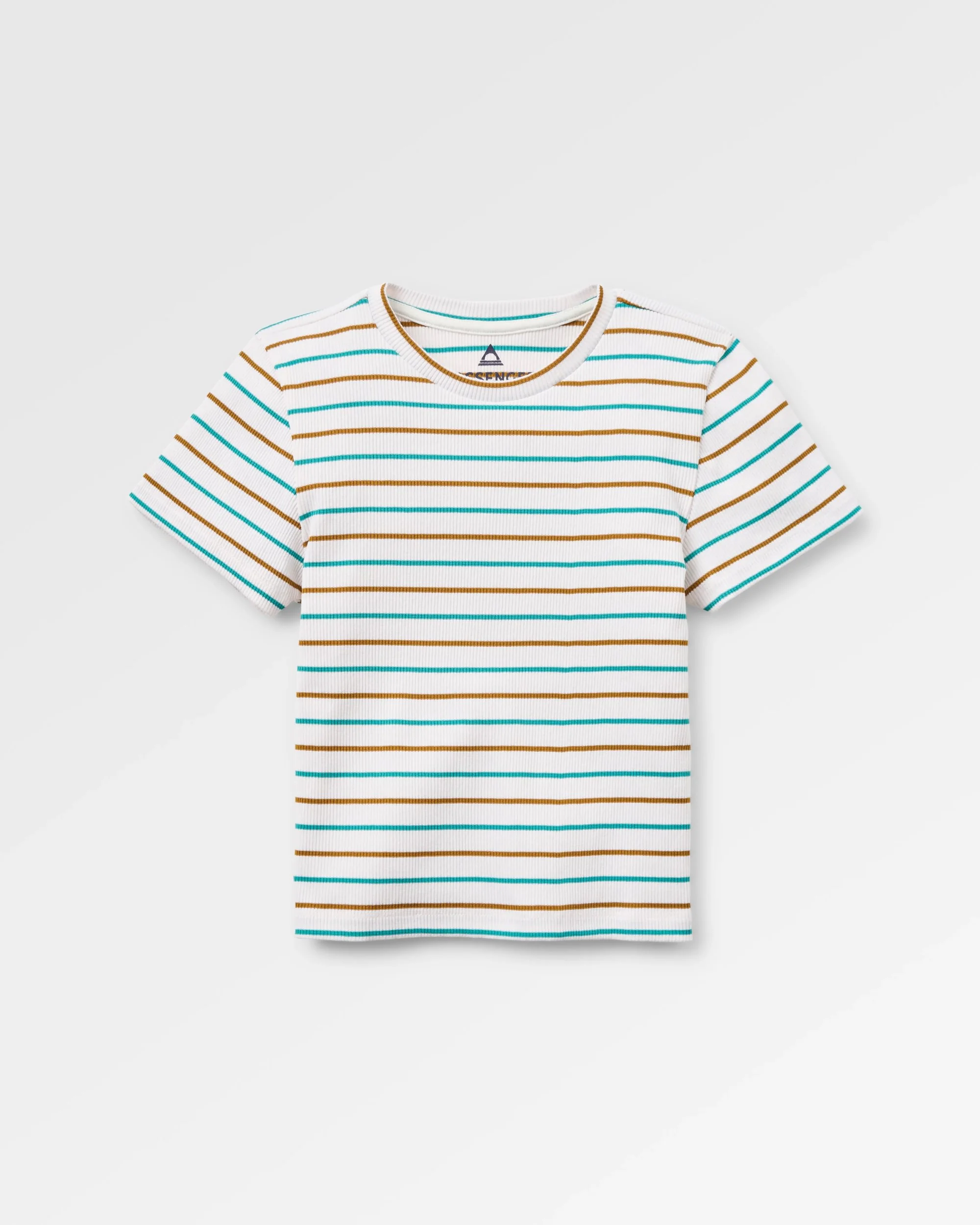 Out There Ribbed Cropped T-Shirt - Spruce Yellow/Aqua Stripe