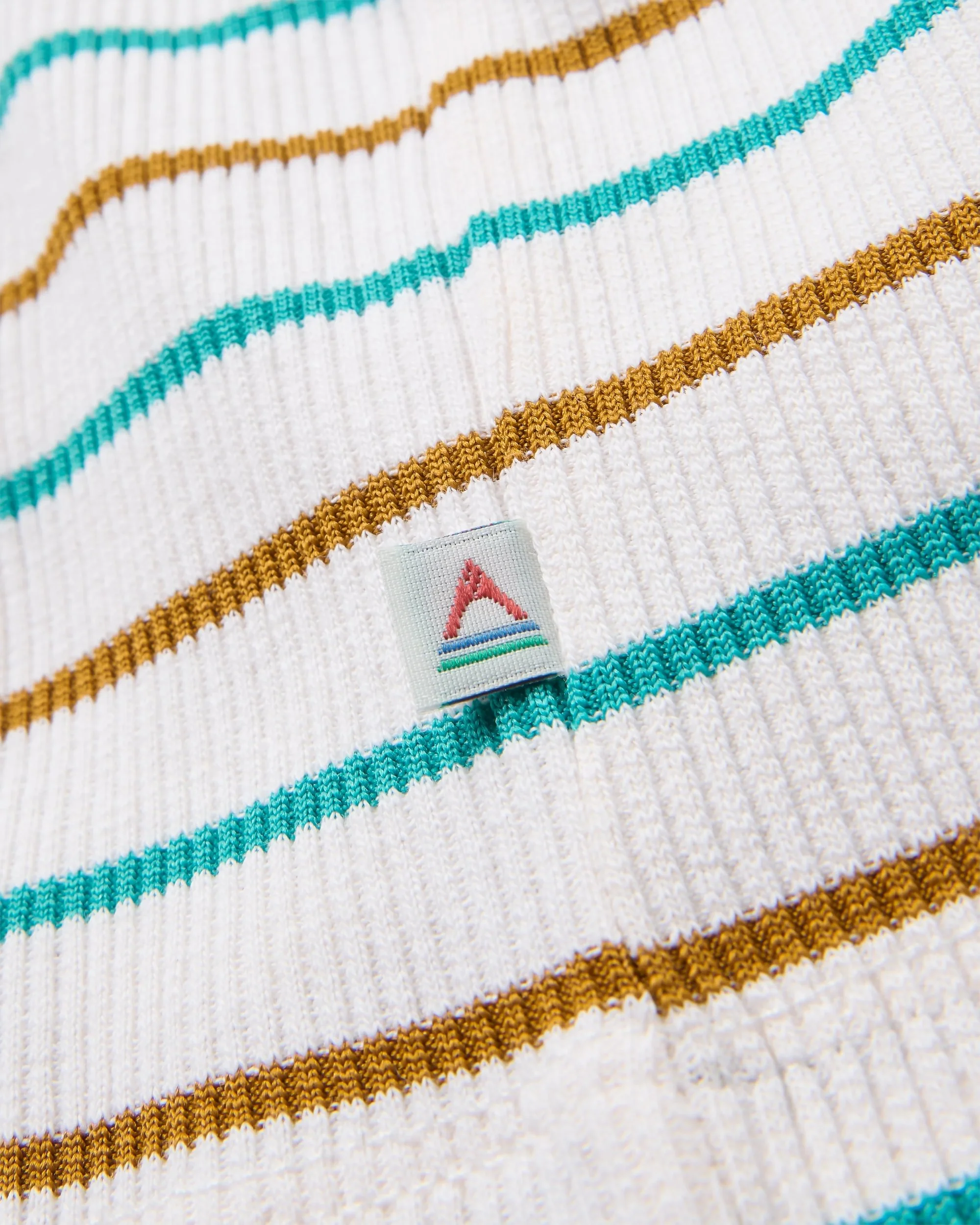 Out There Ribbed Cropped T-Shirt - Spruce Yellow/Aqua Stripe - Image 2