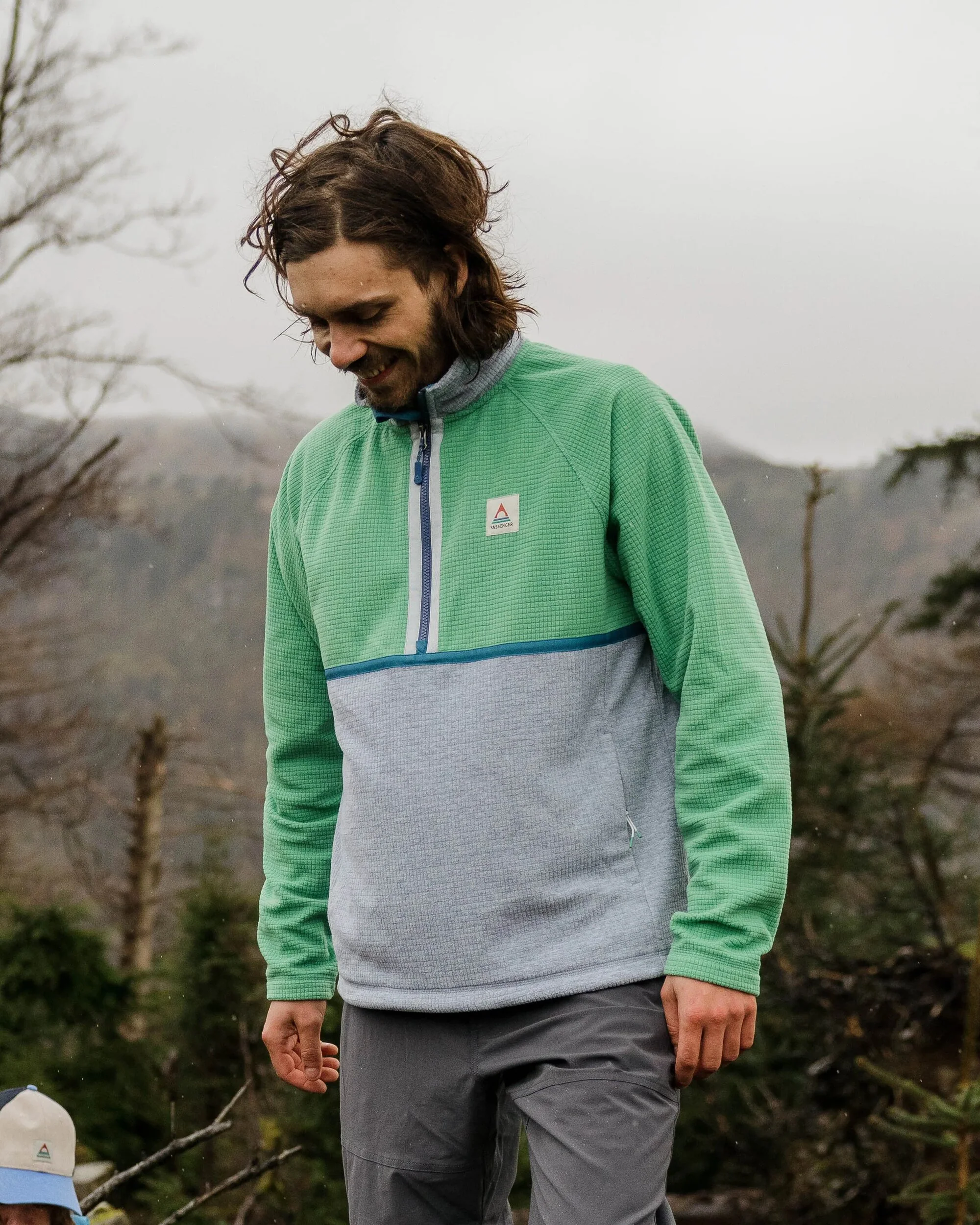 Overlook Grid Polar Fleece - Green Spruce/Grey Marl