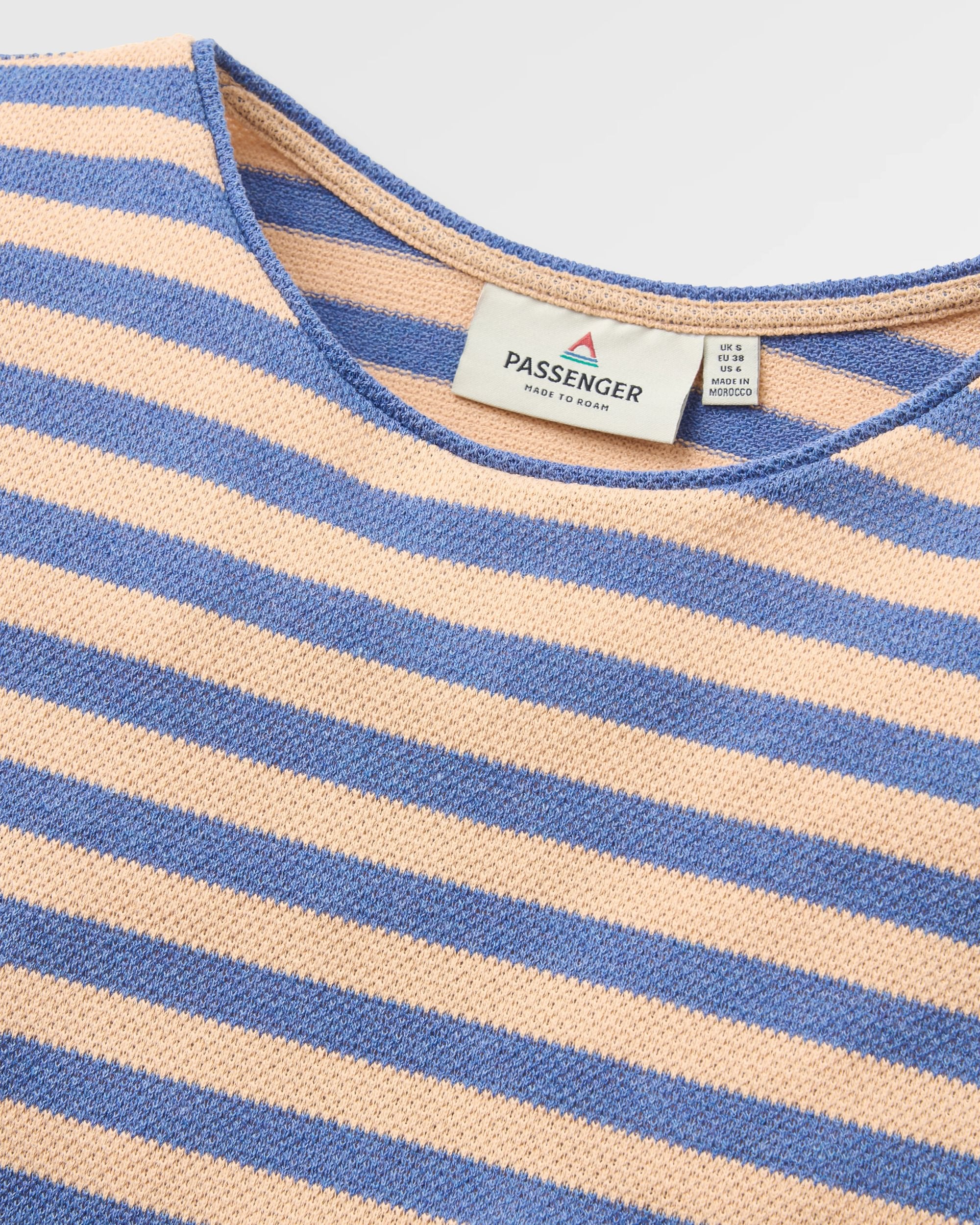 Panorama Striped LS T-Shirt - Faded Denim/Orange Peach Stripe - Image 7
