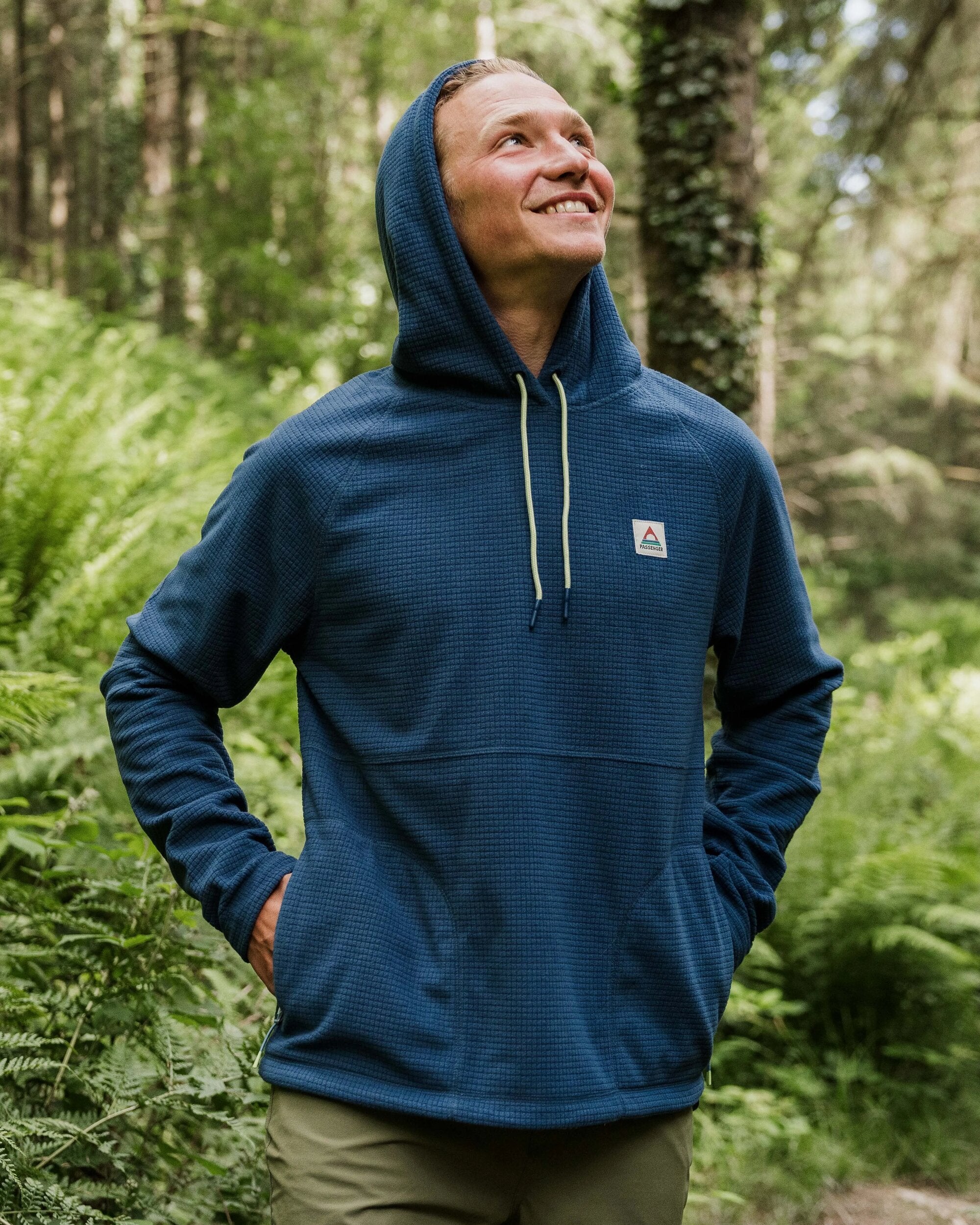 Point Grid Polar Fleece Hoodie - Dark Denim