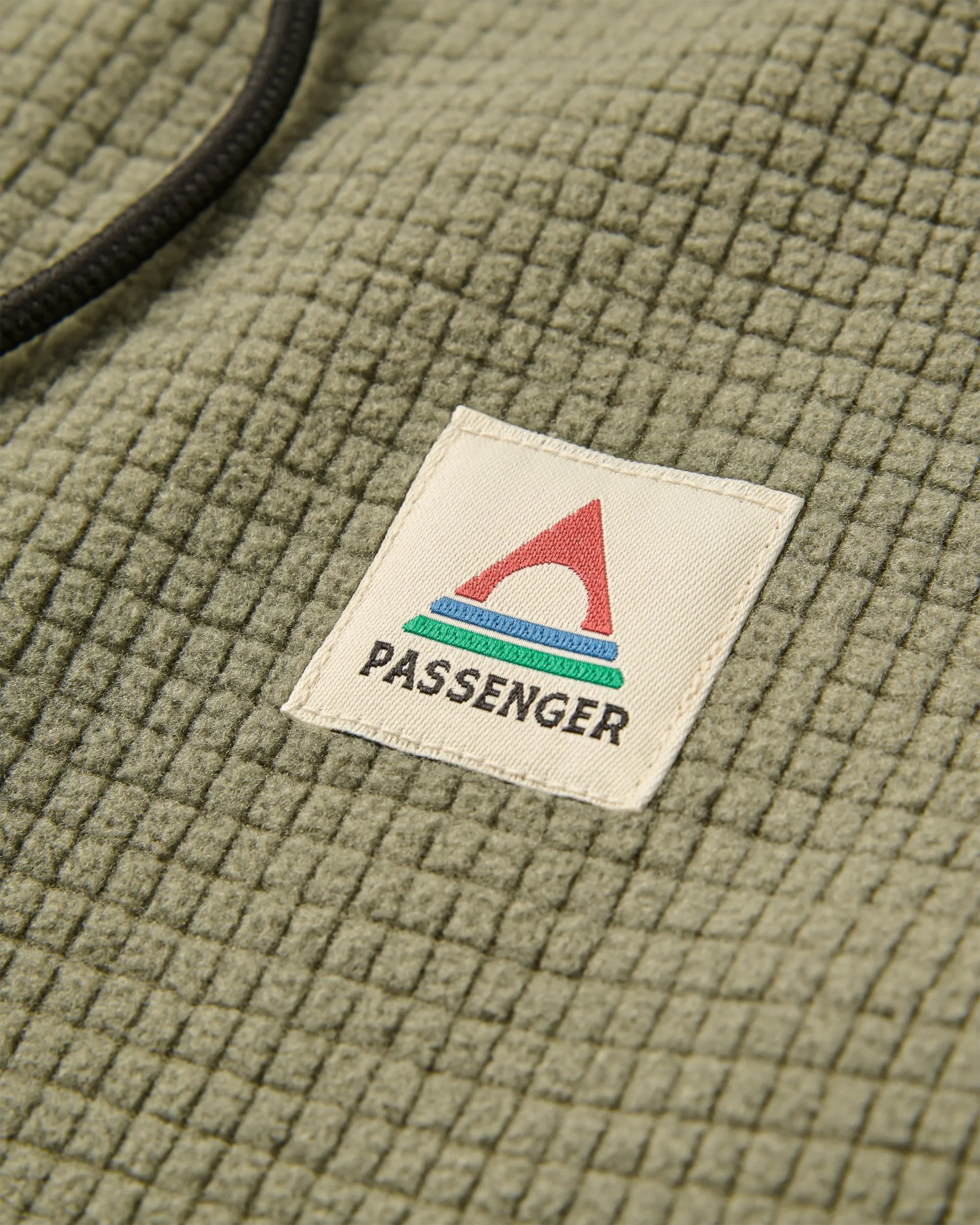 Point Grid Polar Fleece Hoodie - Dusty Olive - Image 2