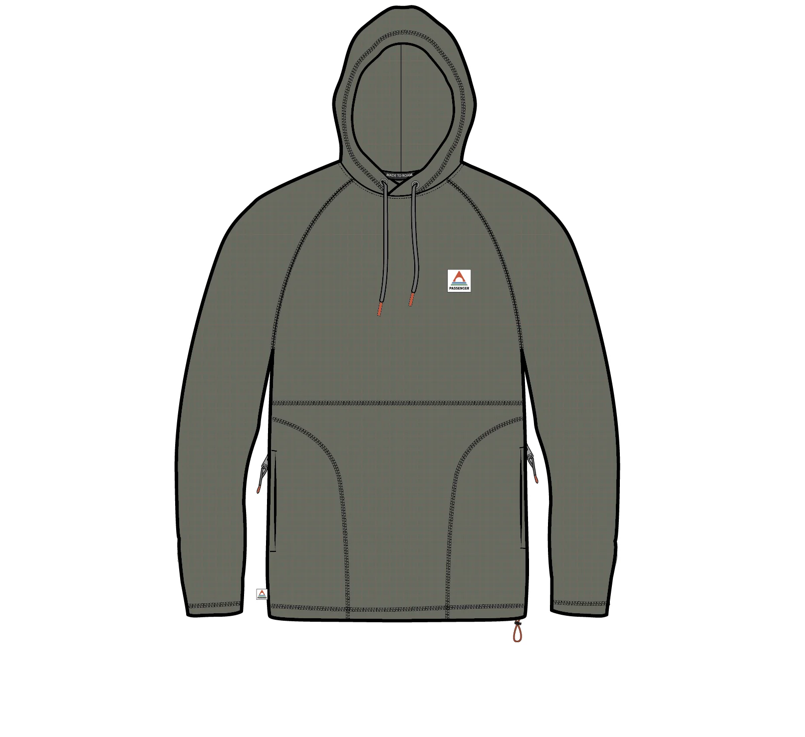Point Grid Polar Fleece Hoodie - Dusty Olive - Image 7