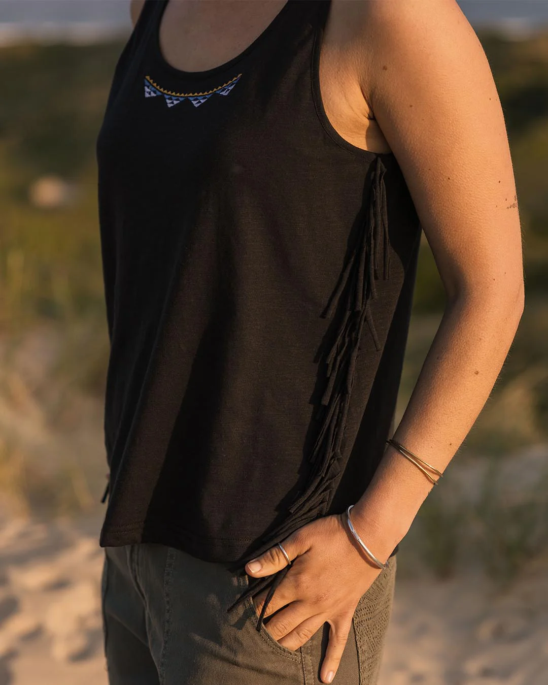 Poppy Tassel Vest - Black - Image 2