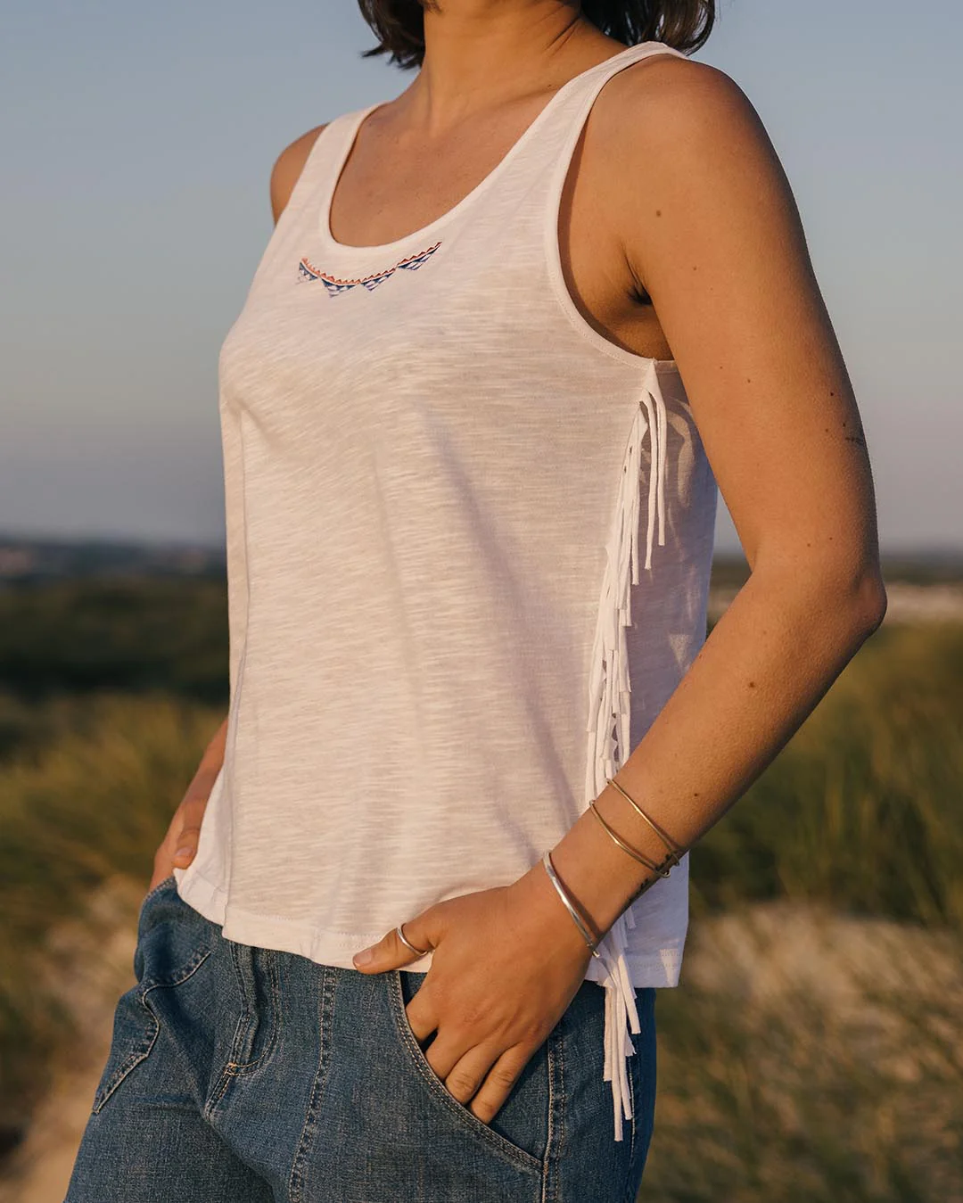 Poppy Tassel Vest - White - Image 2