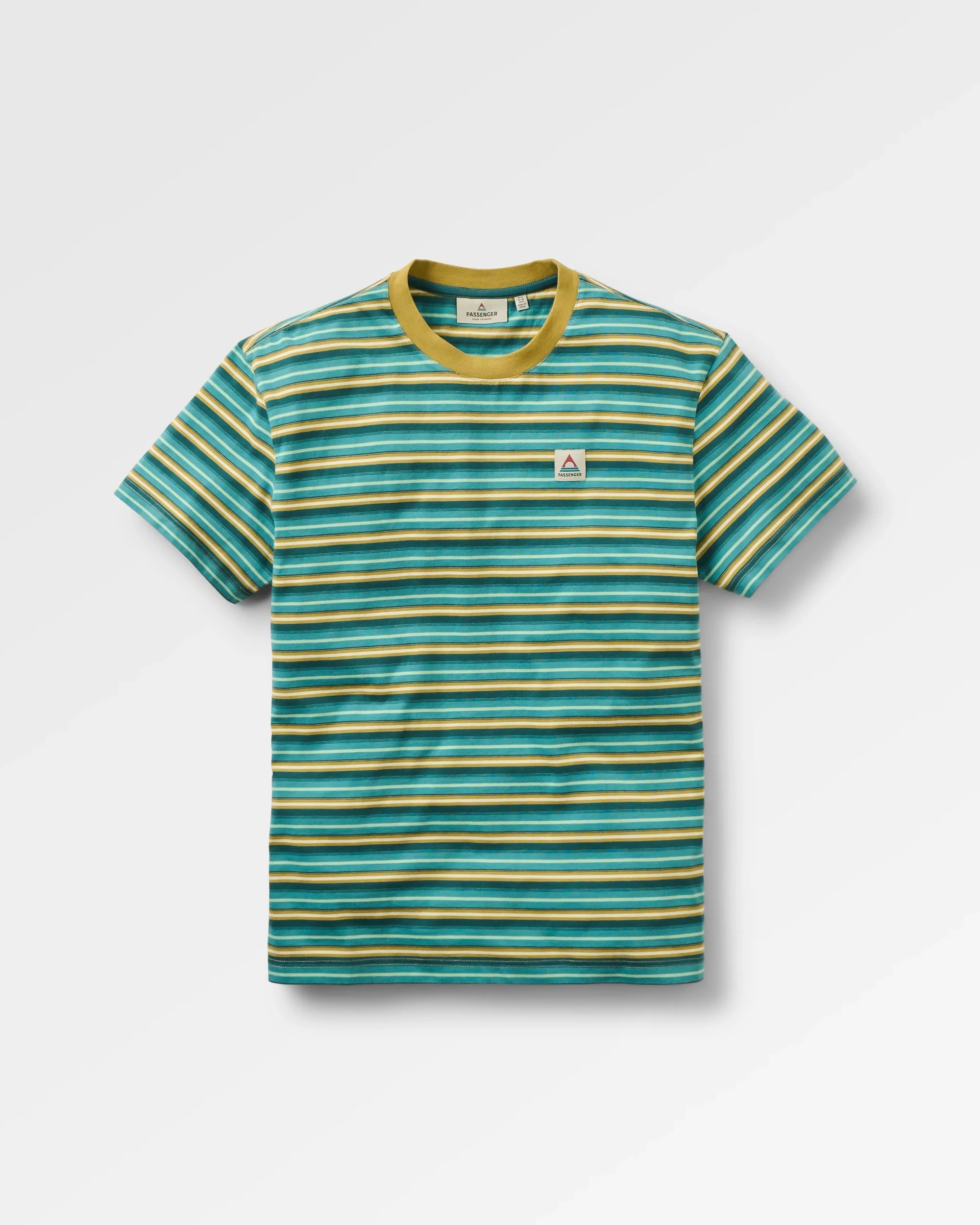 Retro Relaxed Fit T-Shirt - Ocean Teal Multi Stripe - Image 2