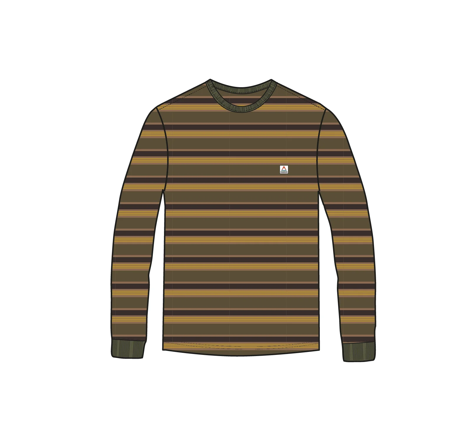 Retro Relaxed Fit LS T-Shirt - Khaki Multi Stripe - Image 7