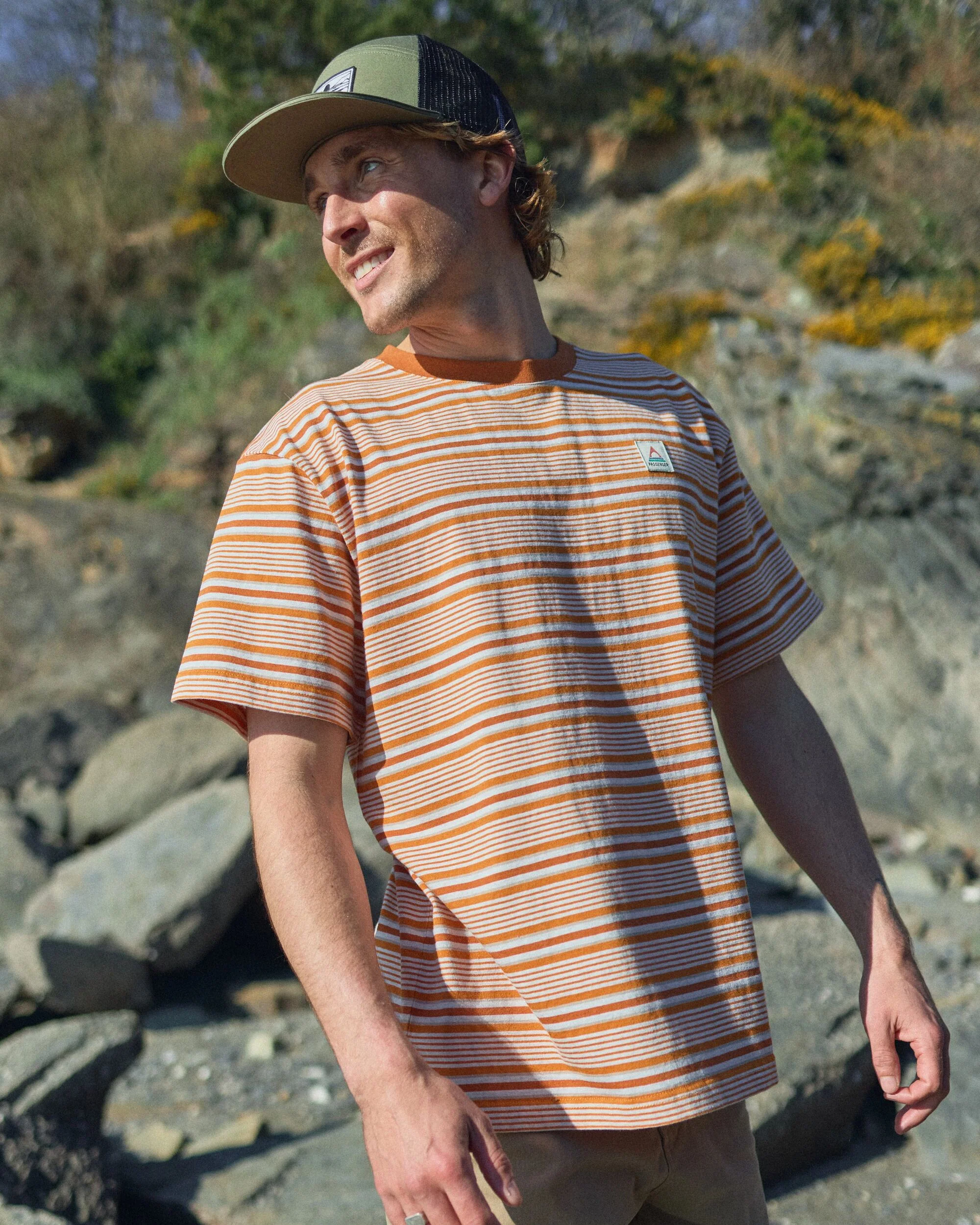 Retro Relaxed Fit T-Shirt - Sunrise Orange Stripe - Image 3