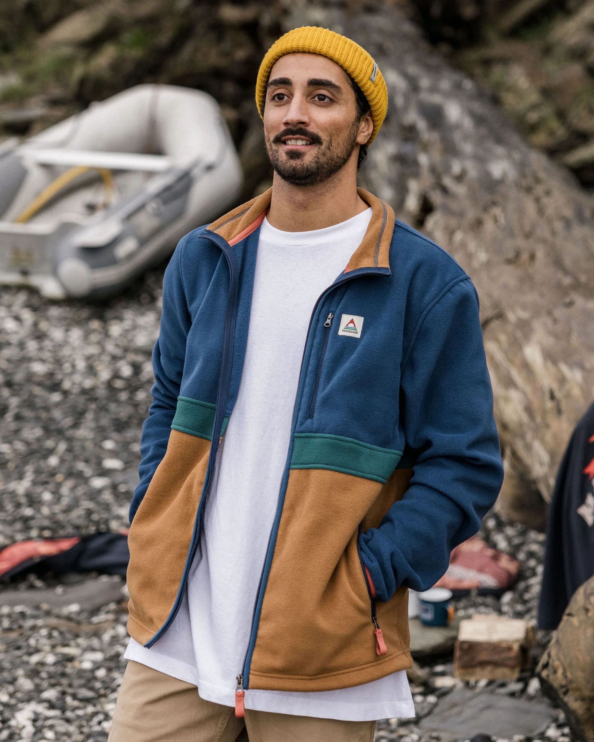 Ridge Full Zip Polar Fleece - Dark Denim/Toffee