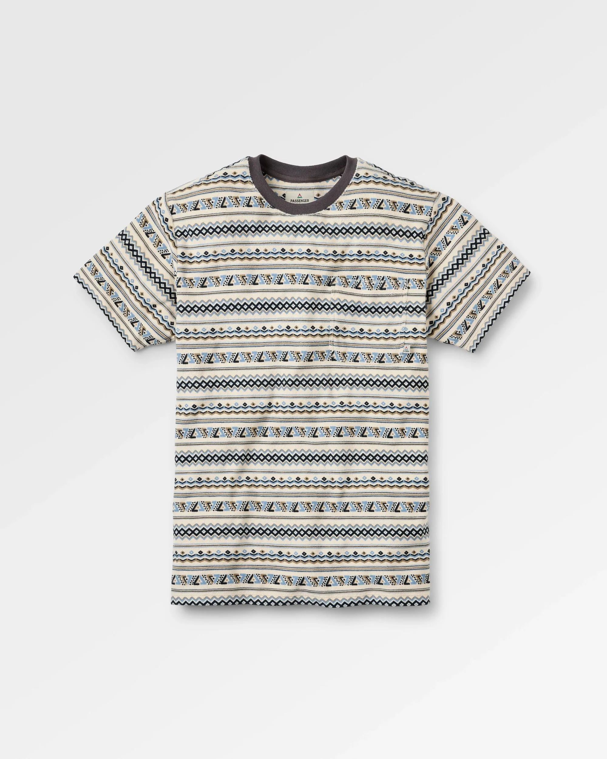 Rising Towelling T-Shirt - Geo Stripe Birch