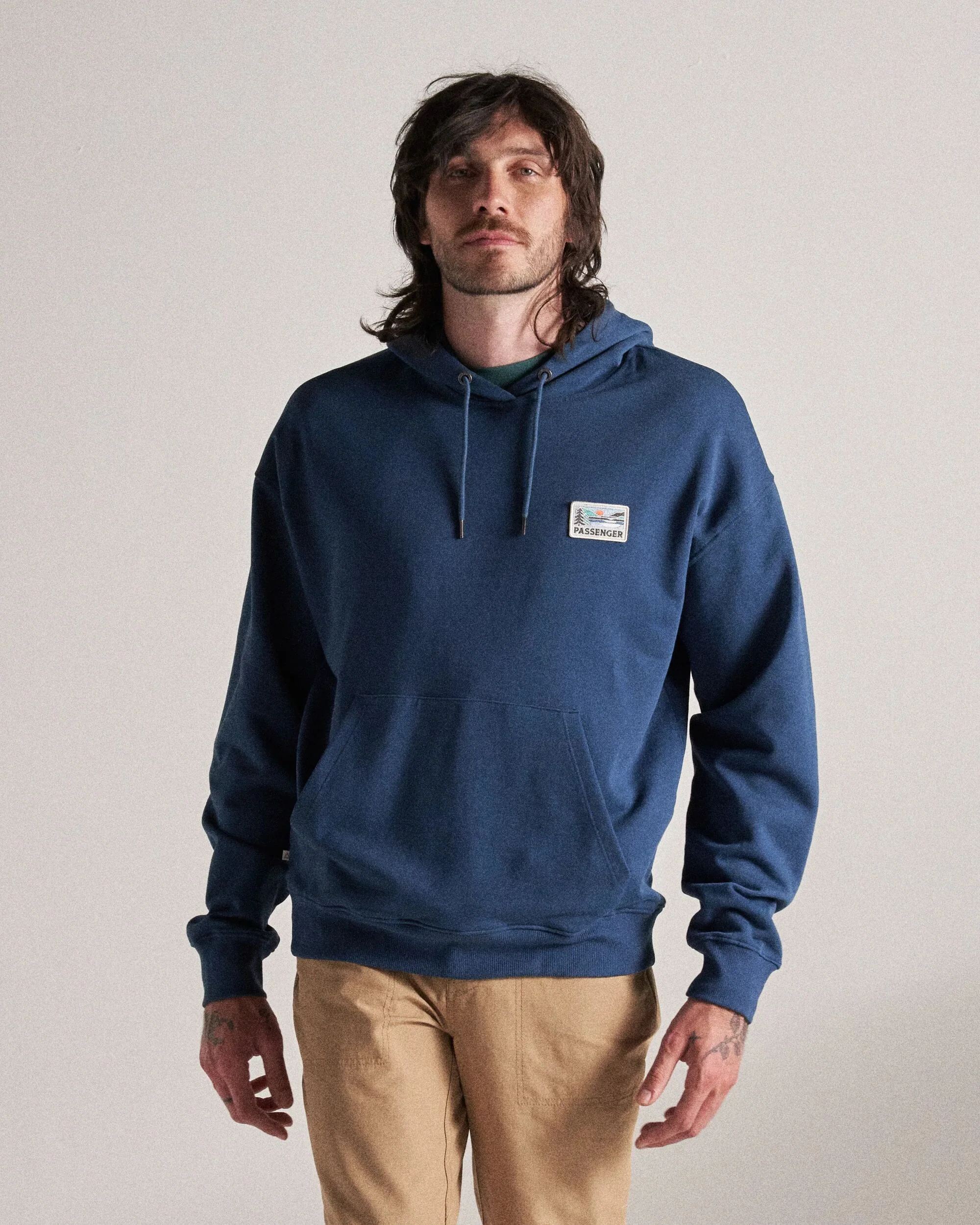 Roamer Patch Relaxed Fit Hoodie - Dark Denim - Image 3