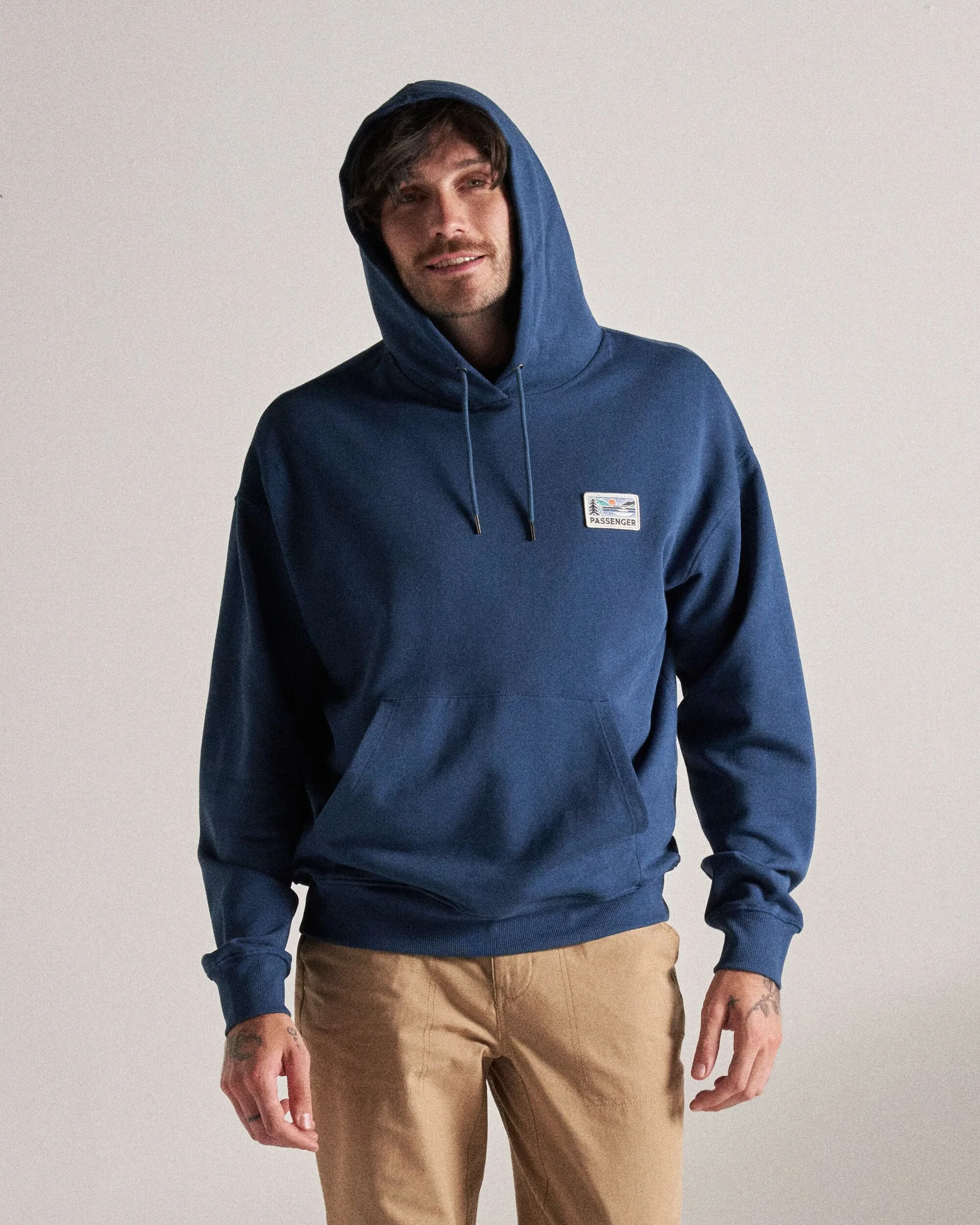 Roamer Patch Relaxed Fit Hoodie - Dark Denim - Image 5