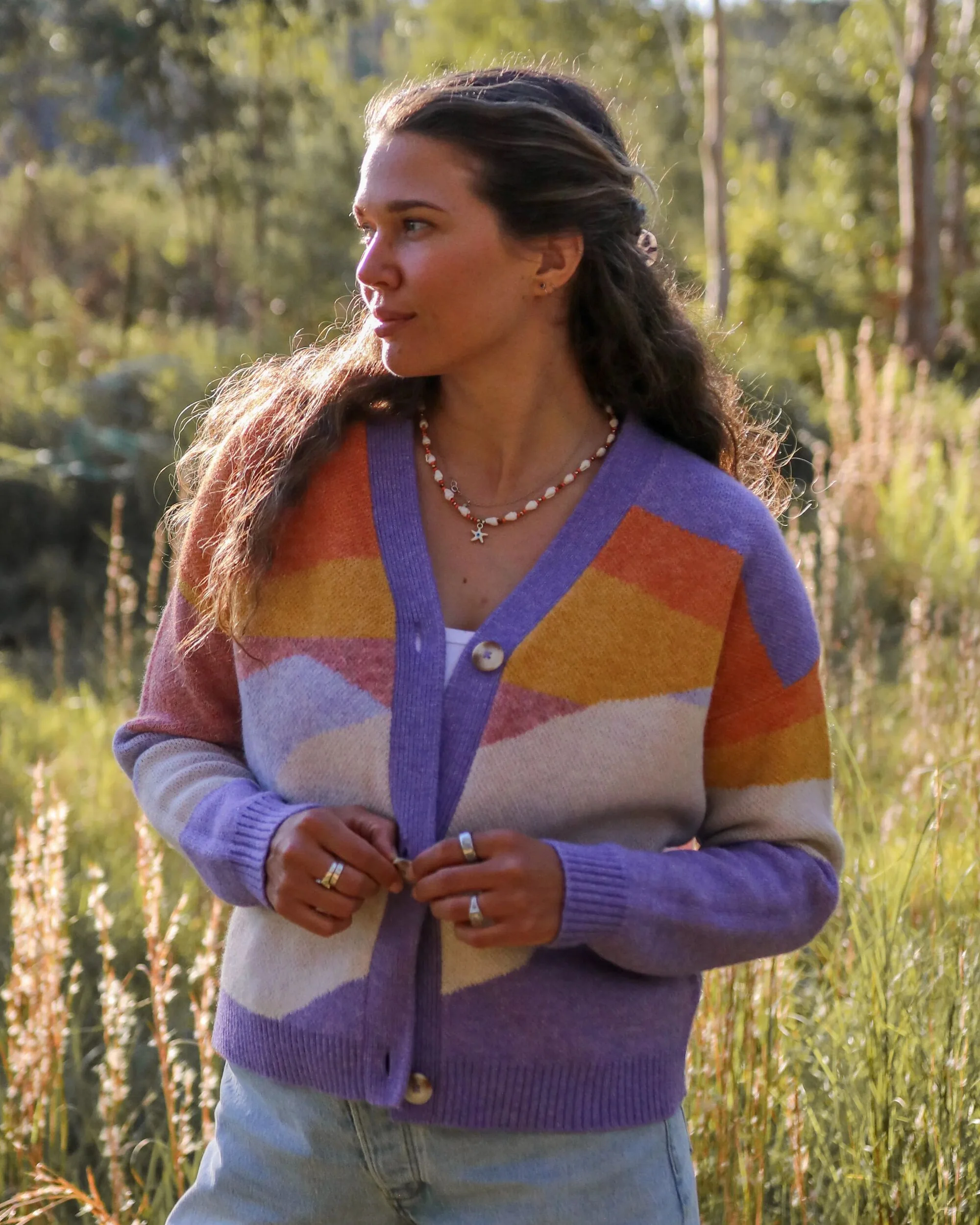 Scenic Knitted Cardigan - Scenic Sunrise Orange