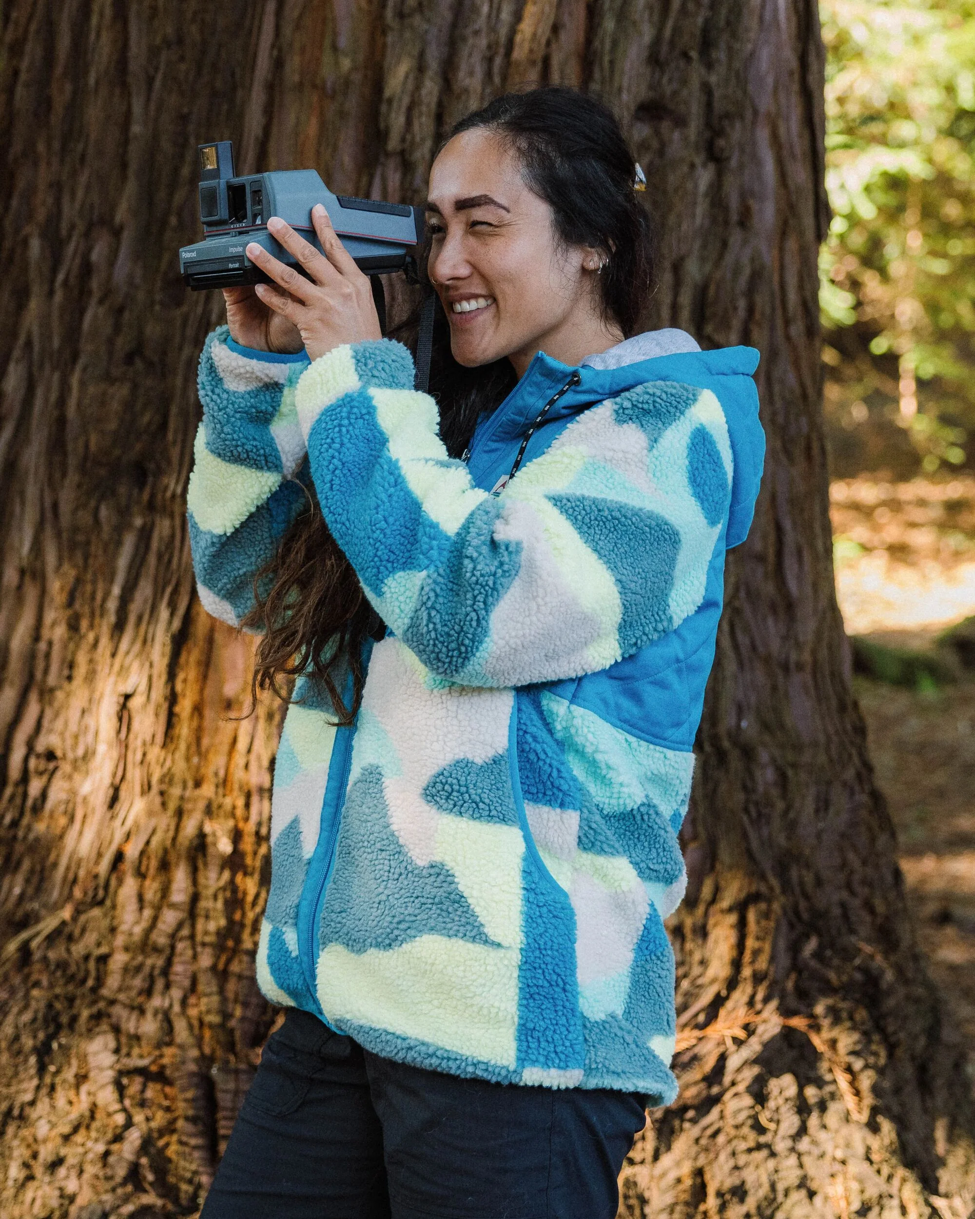 Sefton Deep-Pile Sherpa Full Zip Fleece - Vista Patchwork Aqua - Image 5