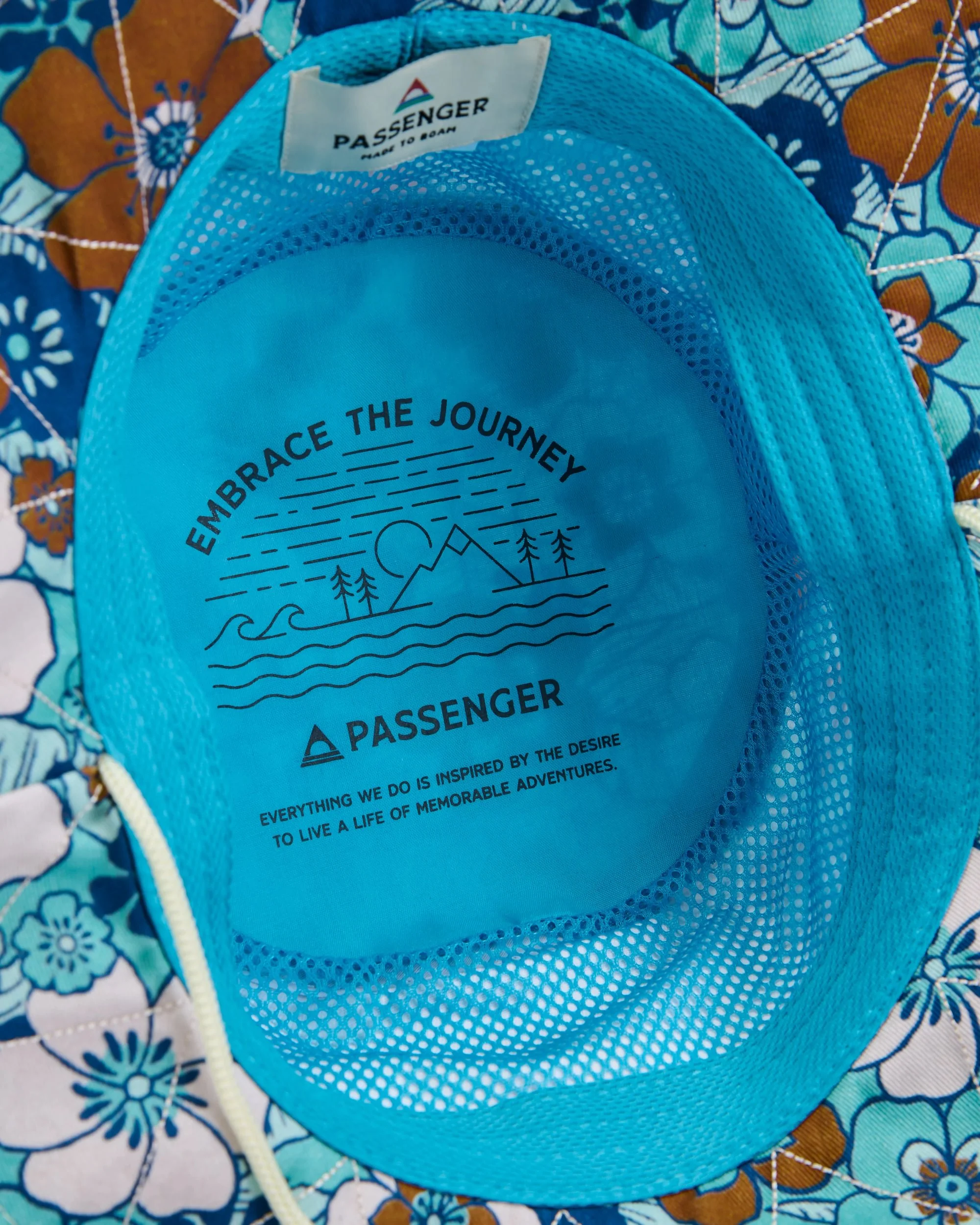 Shaded Bucket Hat - Vintage Floral Aqua - Image 9