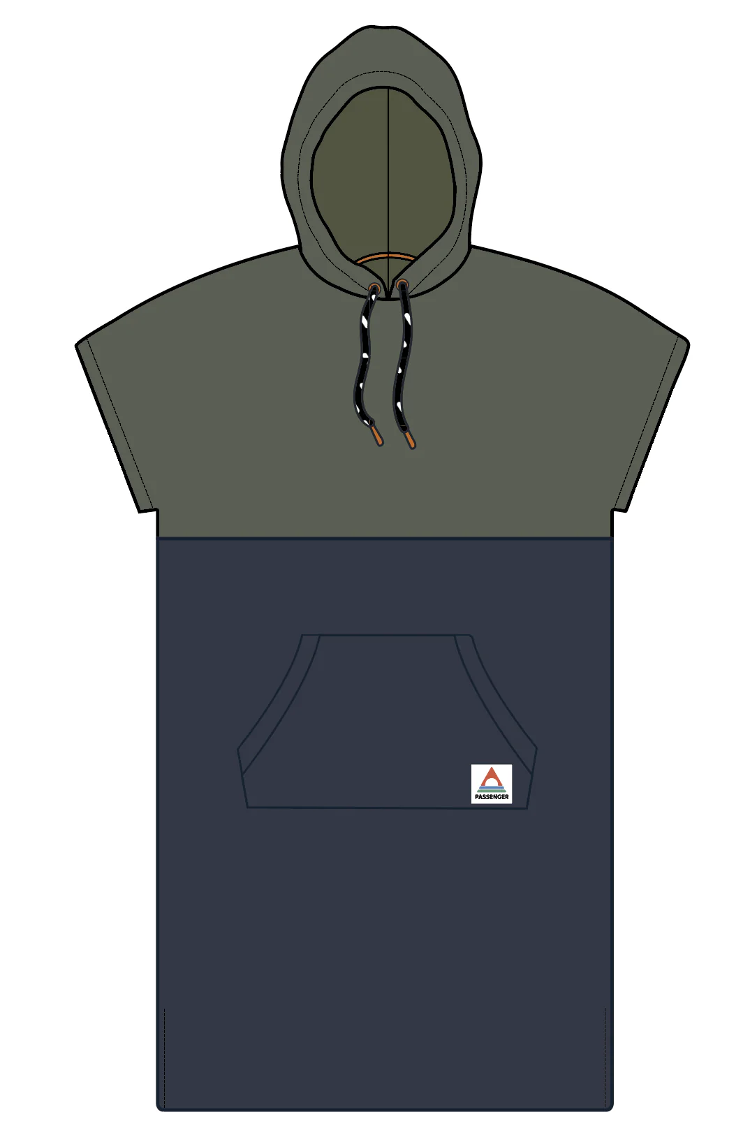 Shoreline Cotton Towel Poncho - Dusty Olive/Charcoal - Image 9