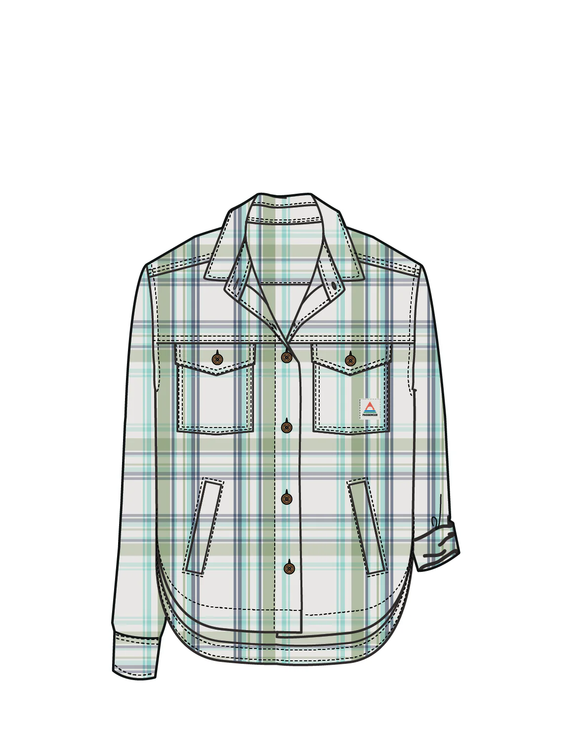 Stella LS Shirt - Vintage White/Stem Green Check - Image 11