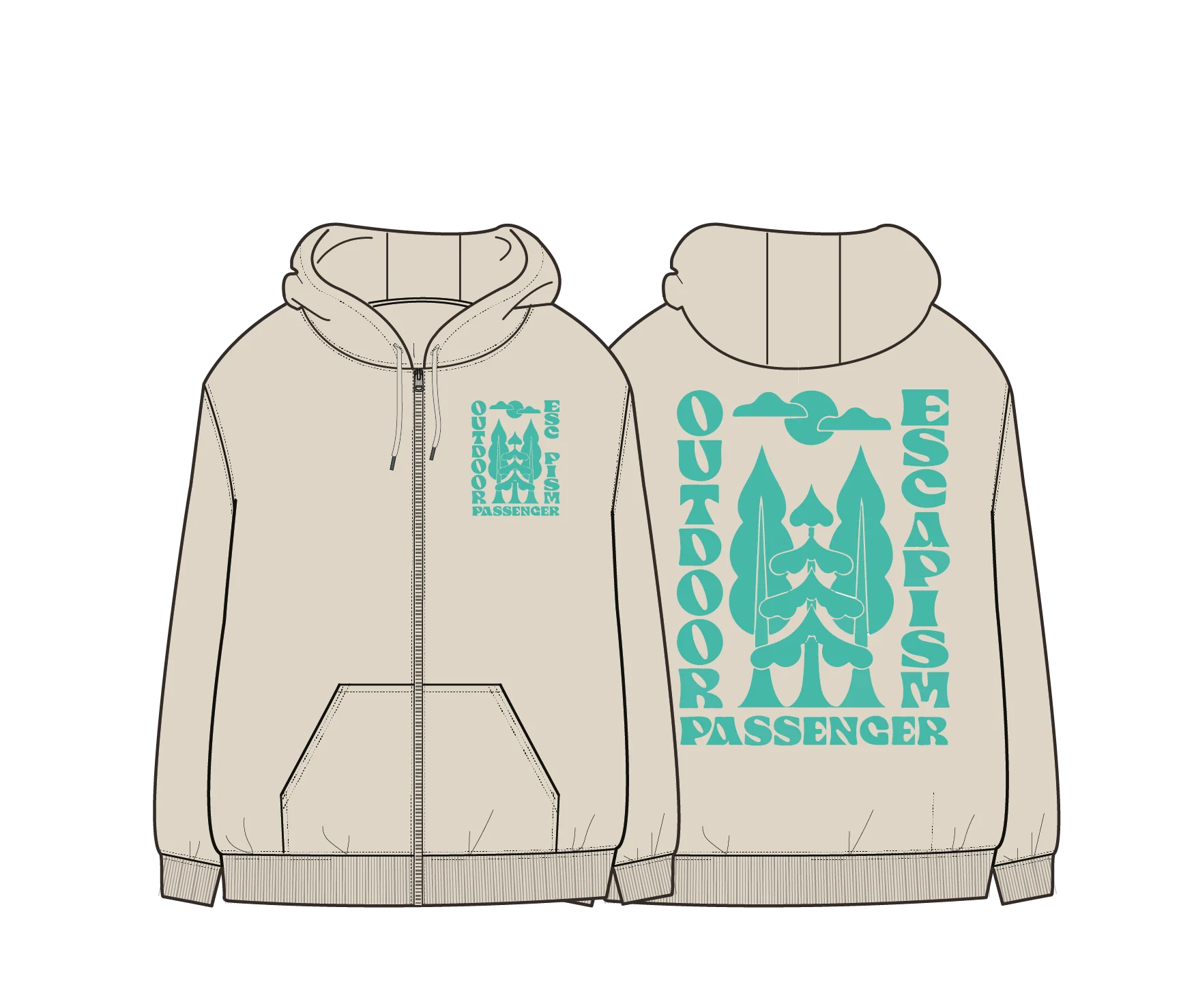 Tall Pines Full Zip Hoodie - Birch - Image 8
