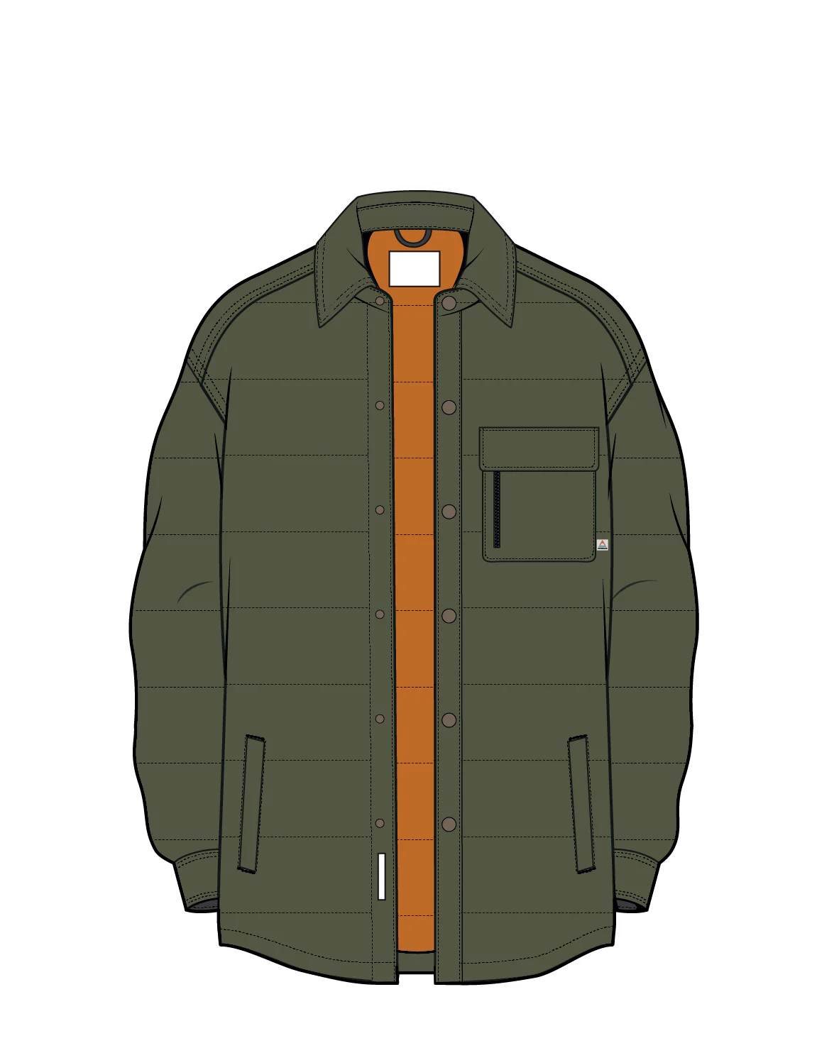 Taranaki Canvas Quilted Overshirt - Khaki - Image 12