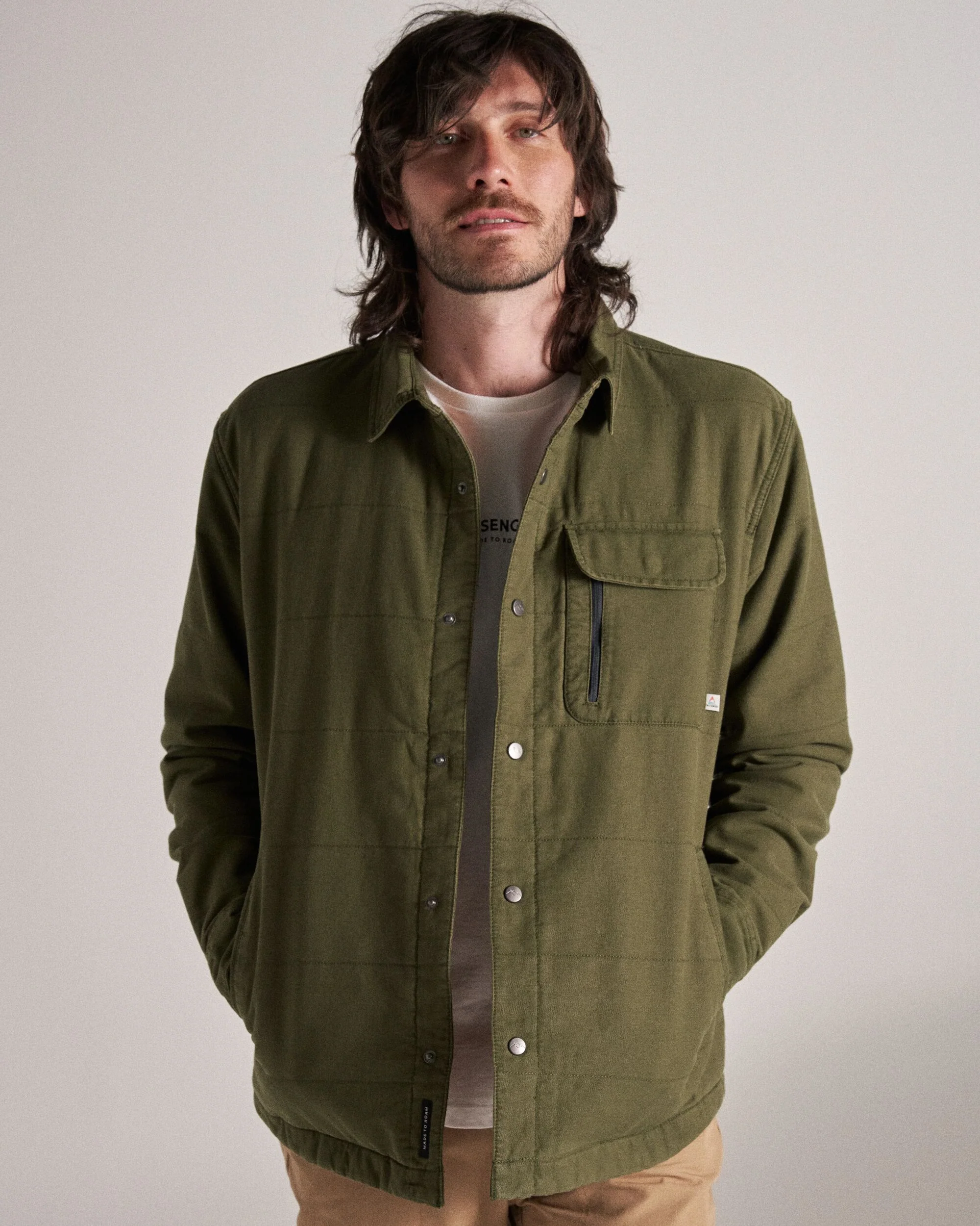 Taranaki Canvas Quilted Overshirt - Khaki - Image 5