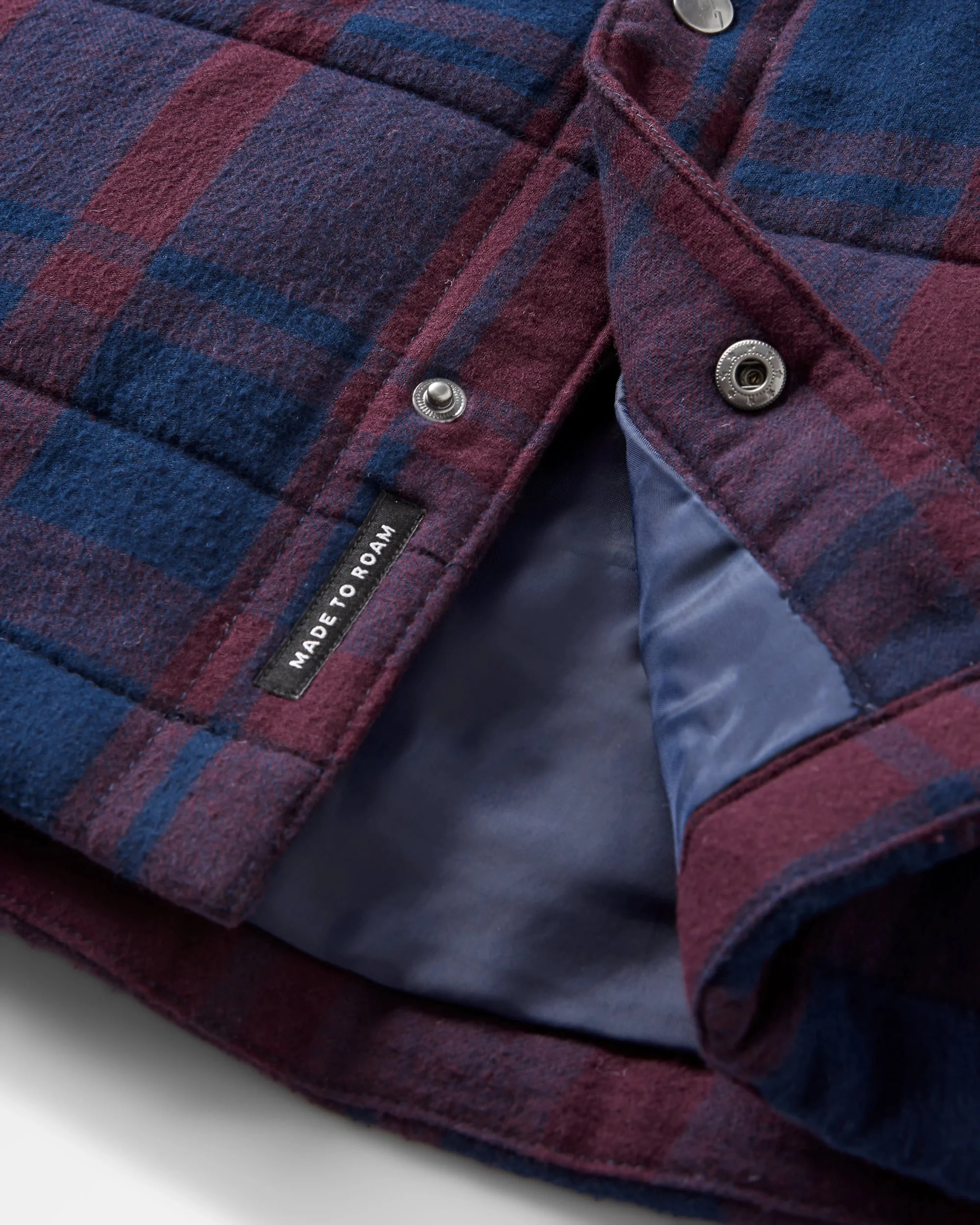 Taranaki Quilted Overshirt - Deep Plum/Deep Navy Check - Image 7