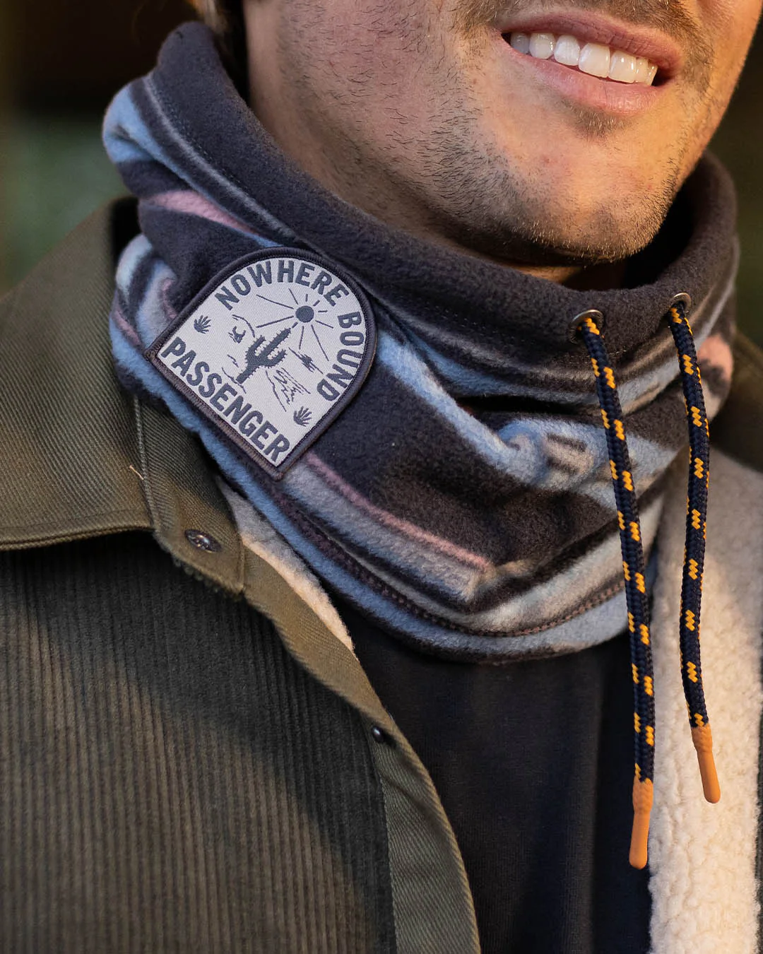 Tor Polar Fleece Snood - Deep Navy Vintage Geo - Image 4