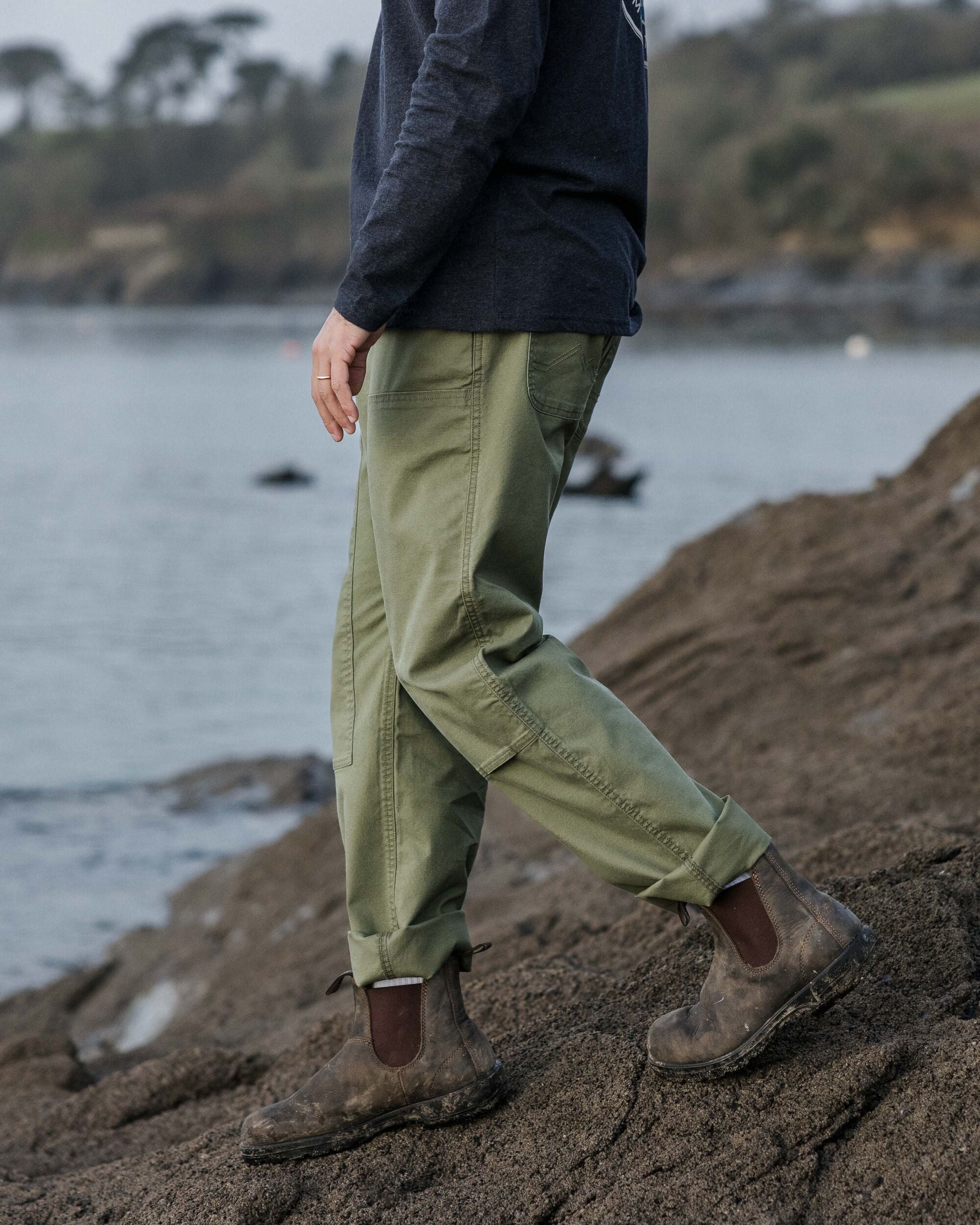 Vantage Organic Cotton Canvas Trouser - Khaki - Image 2