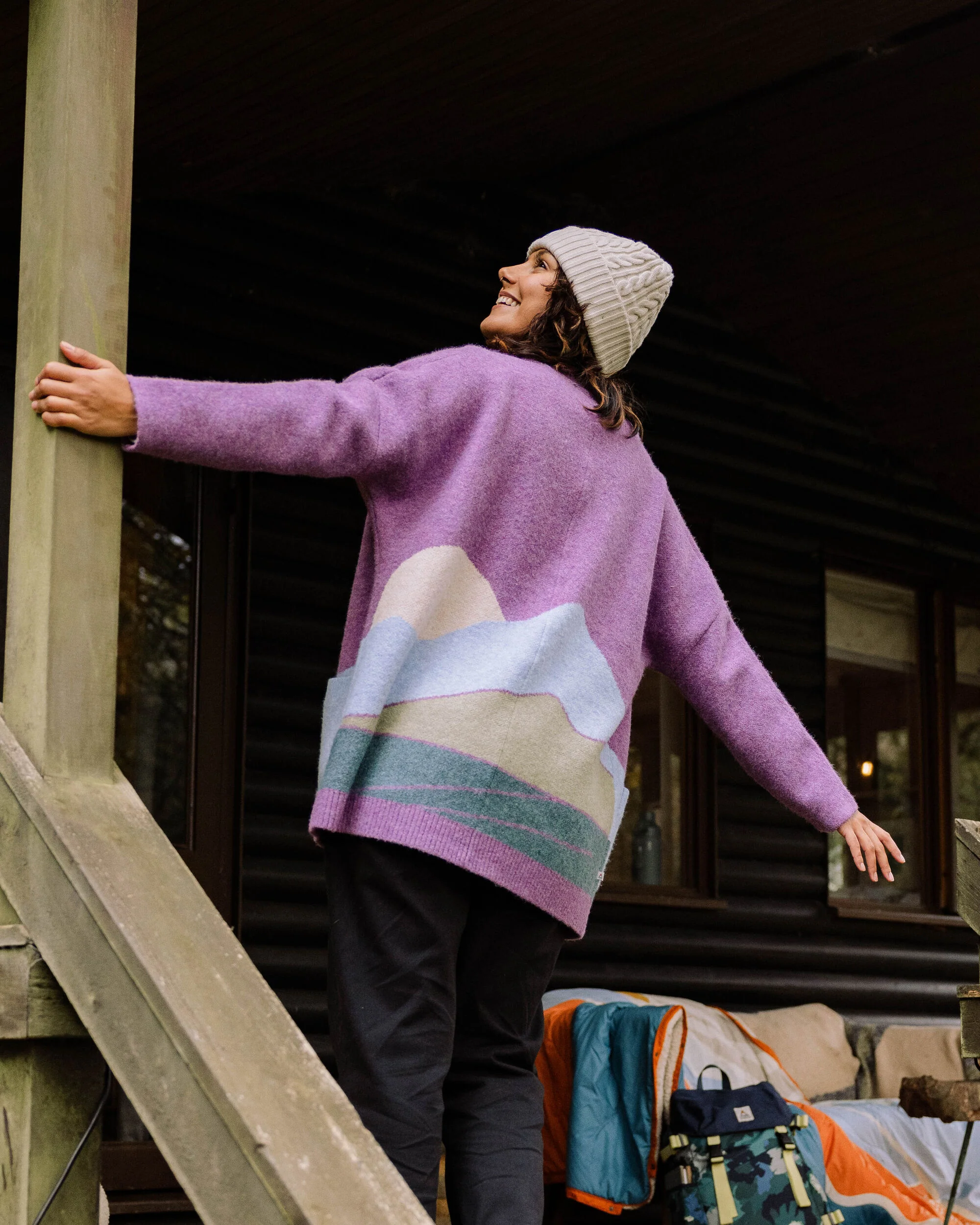 Vista Knitted Cardigan - Rhubarb