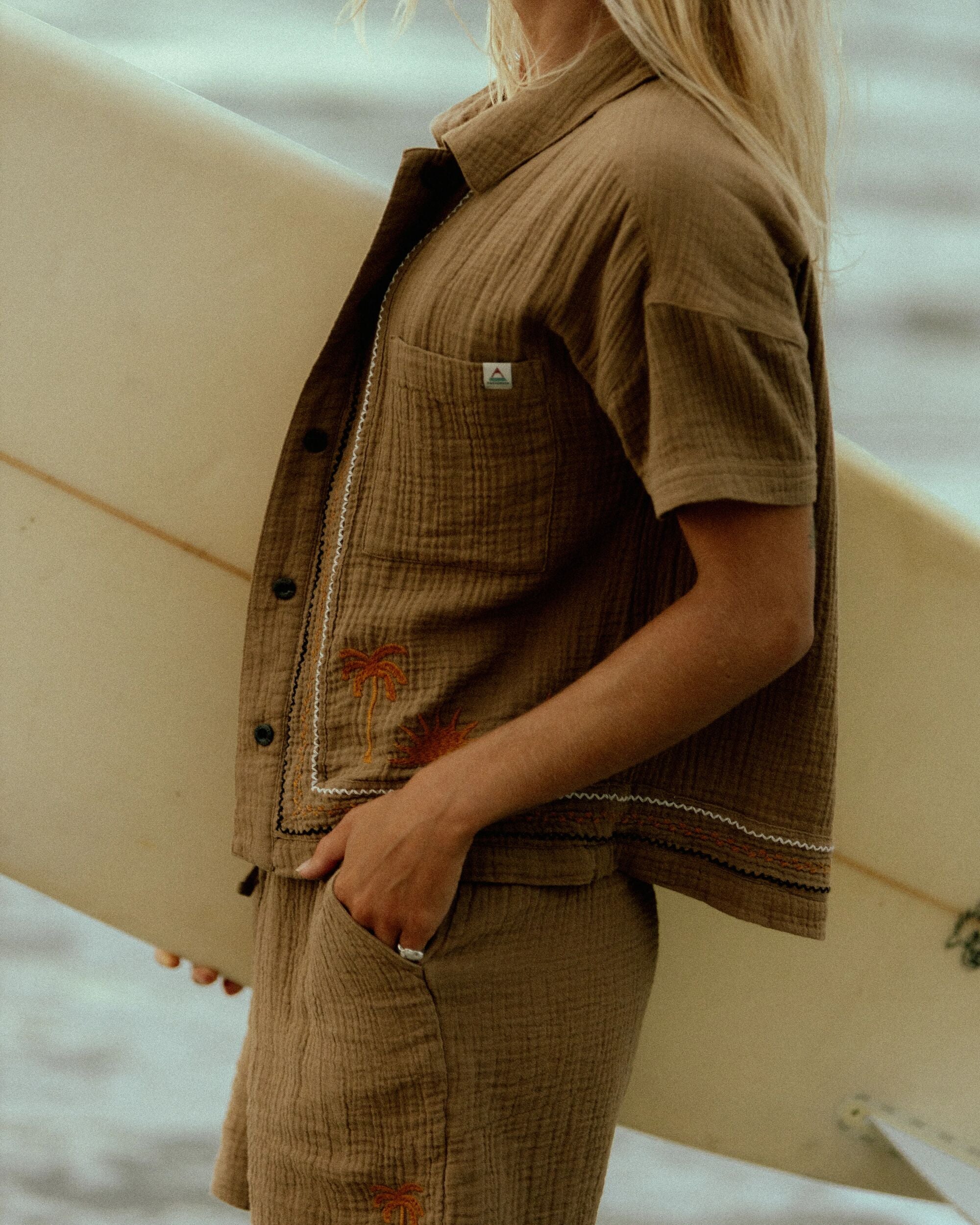 Waveney Short Sleeve Shirt - Caramel Brown