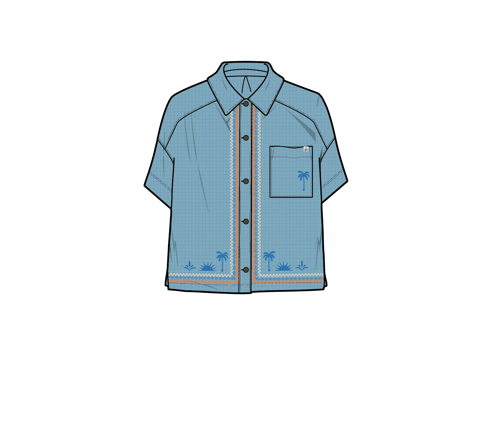 Waveney Short Sleeve Shirt - Retro Blue - Image 11