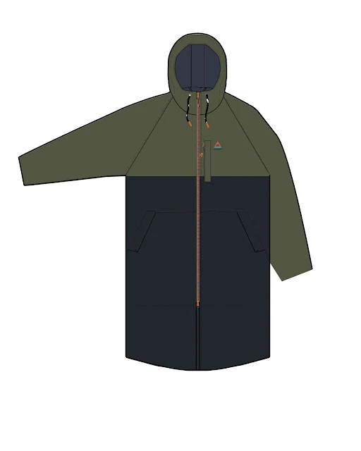 Waves Sherpa Lined Changing Robe - Black/Khaki - Image 14