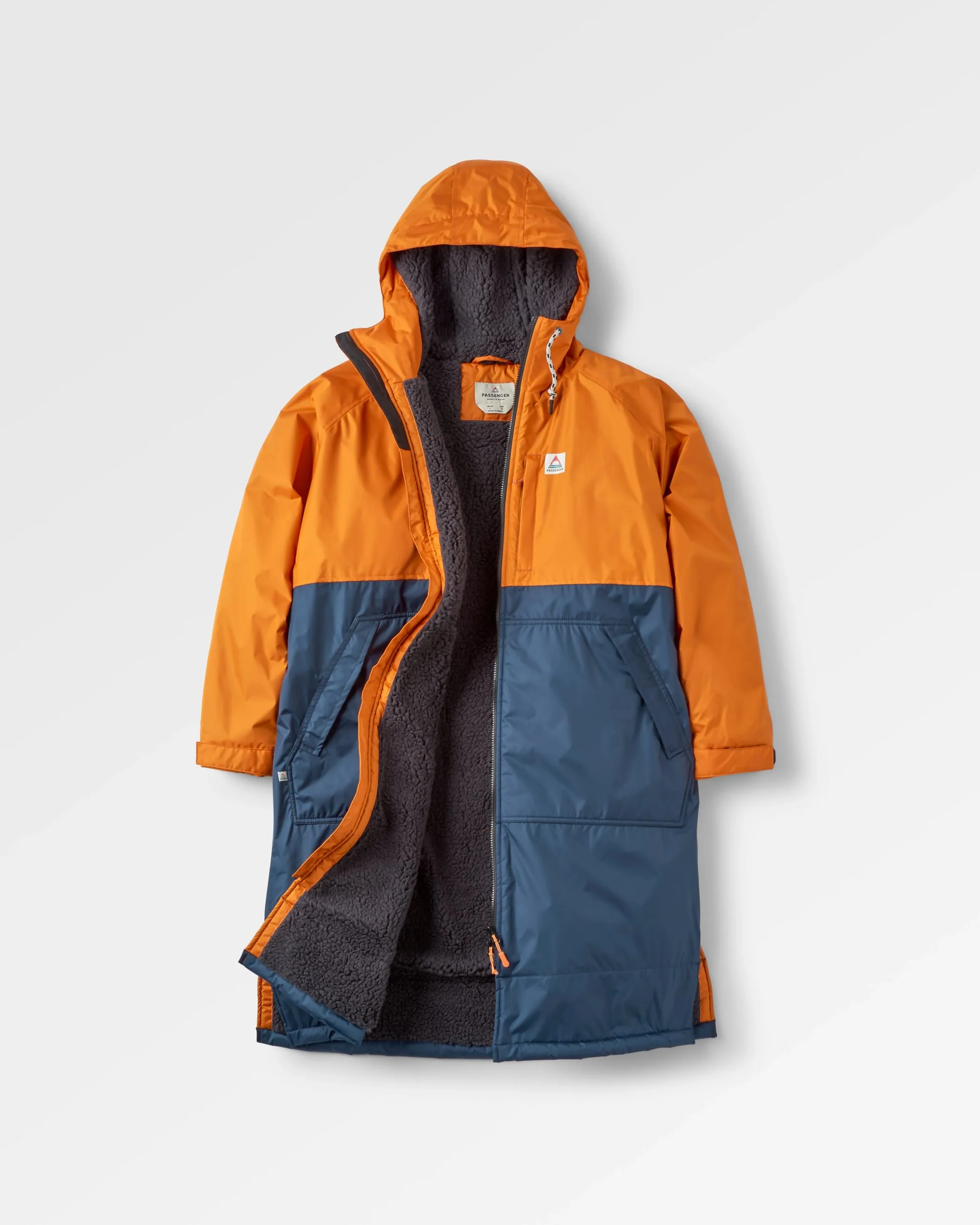 Waves Sherpa Lined Changing Robe - Sunrise Orange/Rich Navy
