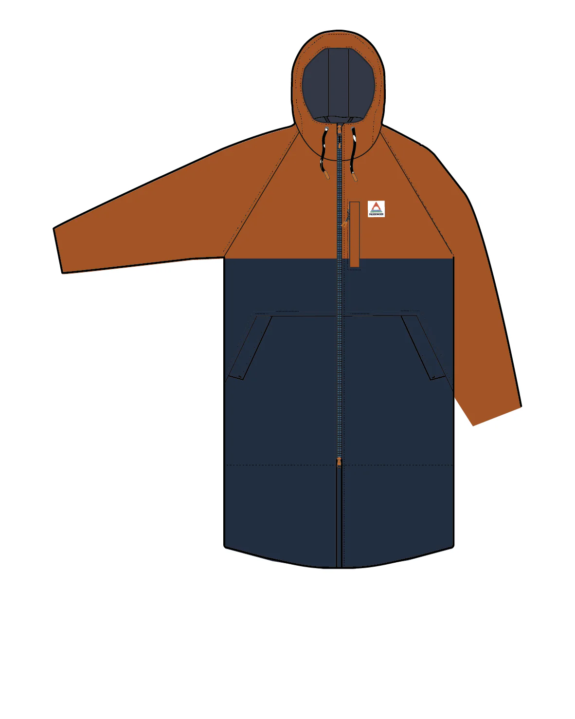 Waves Sherpa Lined Changing Robe - Sunrise Orange/Rich Navy - Image 13
