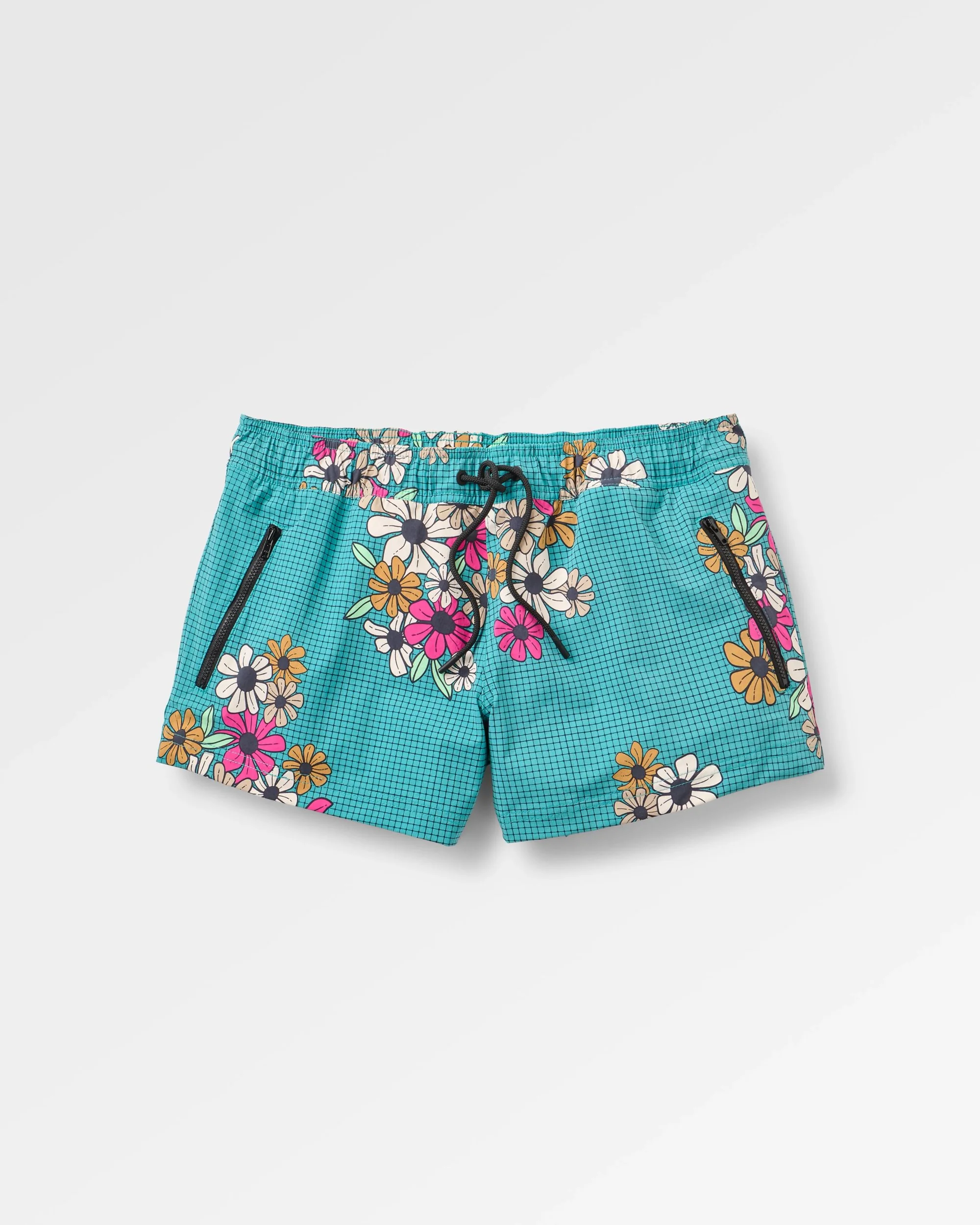 Way Out Netplus® All Purpose Short - Floral Grid Ocean Teal