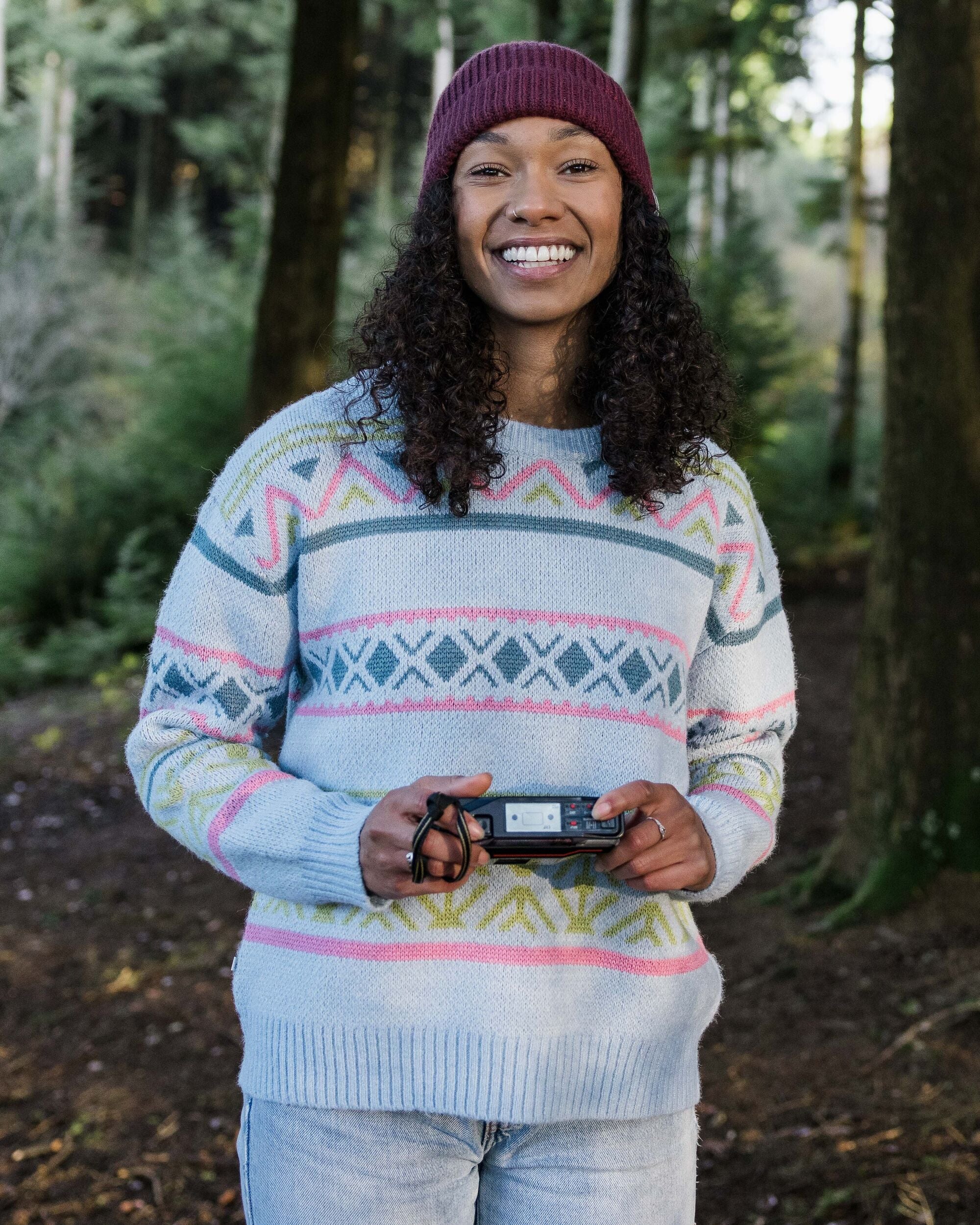 Whimsical Knitted Jumper - Homespun Stripe Blue Fog