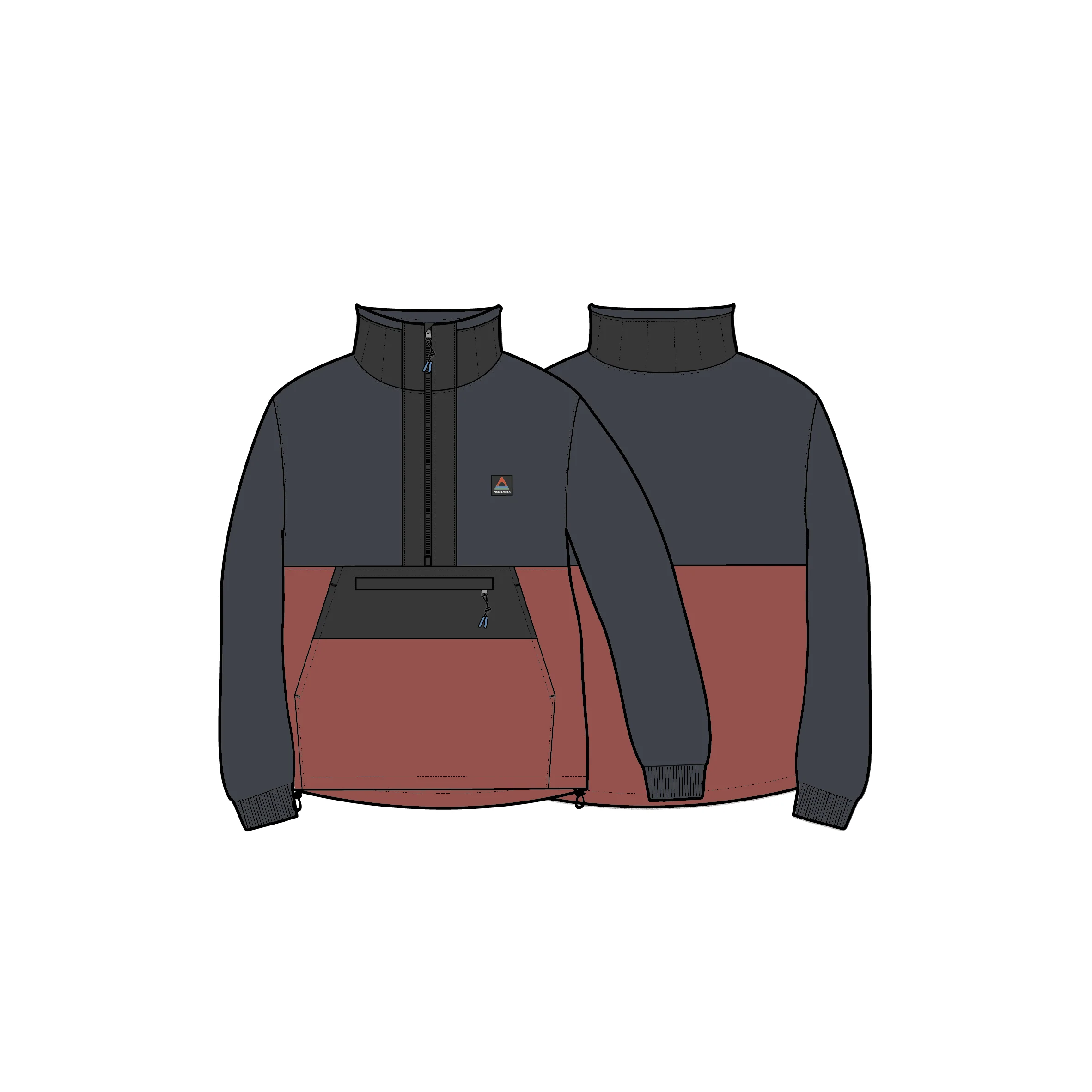 Woodland Hoodless 1/2 Zip Polartec® Fleece - Redwood/Charcoal - Image 8